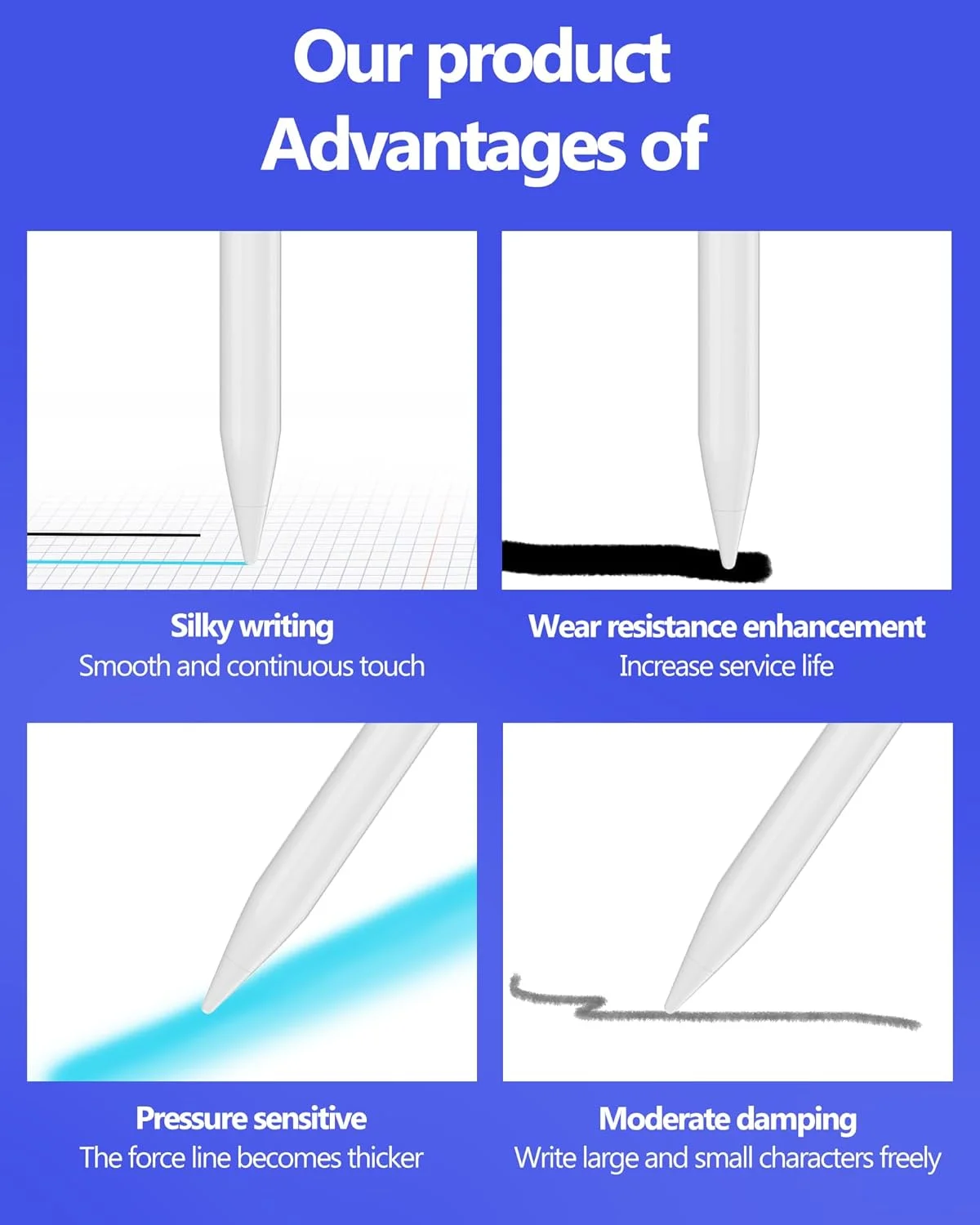 نوک قلم لمسی جایگزین برای نسل دوم Apple Pencil و iPad Pro 12.9 Air و تبلت های نسل 9 و 10 (بسته 4 عددی) نوک قلم لمسی جایگزین برای نسل دوم Apple Pencil و iPad Pro 12.9 Air و تبلت های نسل 9 و 10 (بسته 4 عددی)