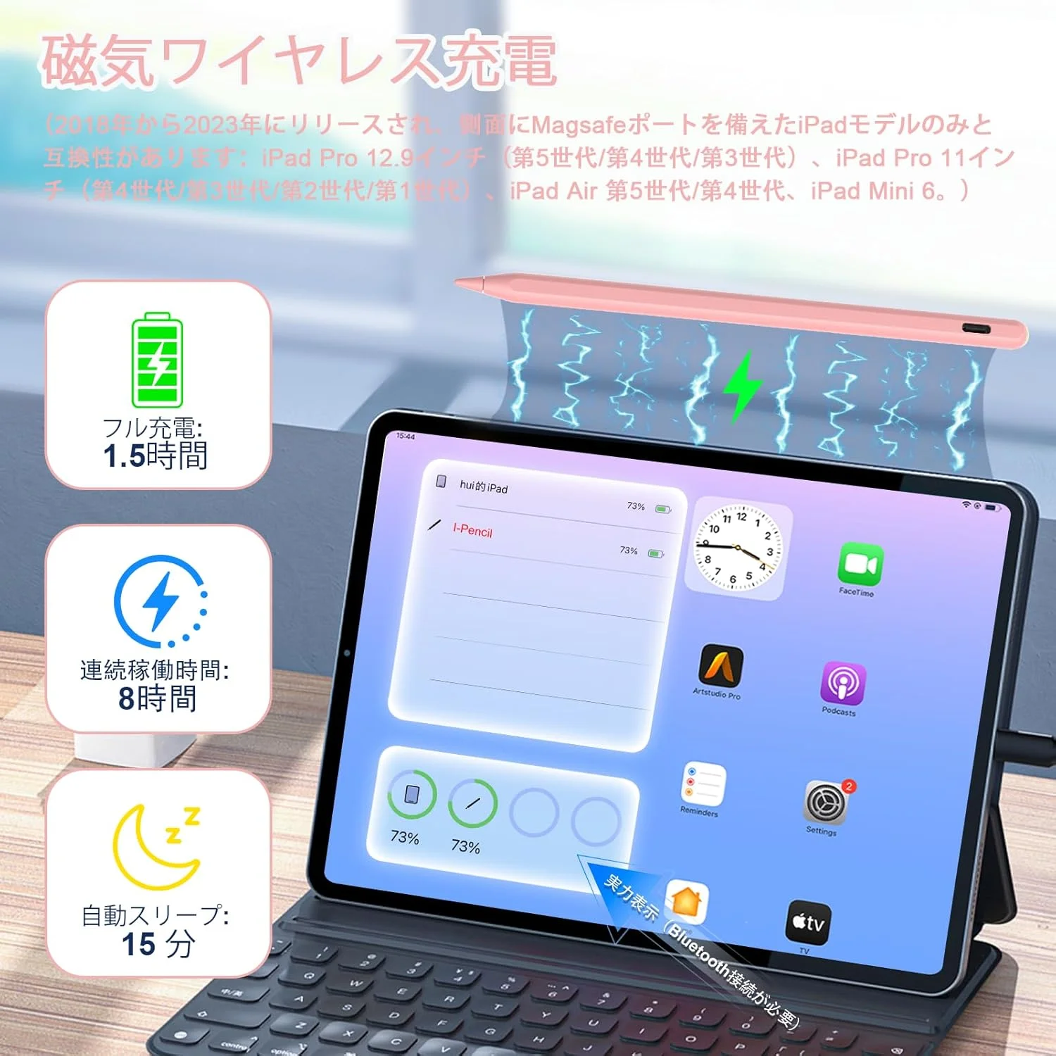 قلم لمسی نسل دوم با شارژ بیسیم مغناطیسی برای آیپد 2018-2024 سازگار با Apple iPad Pro 13 اینچ (M4)/12.9 اینچ/11 اینچ، iPad Air 6(M2)/5/4/3، iPad mini 7(A17 Pro)/6/5، iPad 10/9/8/7/6 - صورتی قلم لمسی نسل دوم با شارژ بیسیم مغناطیسی برای آیپد 2018-2024 سازگار با Apple iPad Pro 13 اینچ (M4)/12.9 اینچ/11 اینچ، iPad Air 6(M2)/5/4/3، iPad mini 7(A17 Pro)/6/5، iPad 10/9/8/7/6 - صورتی