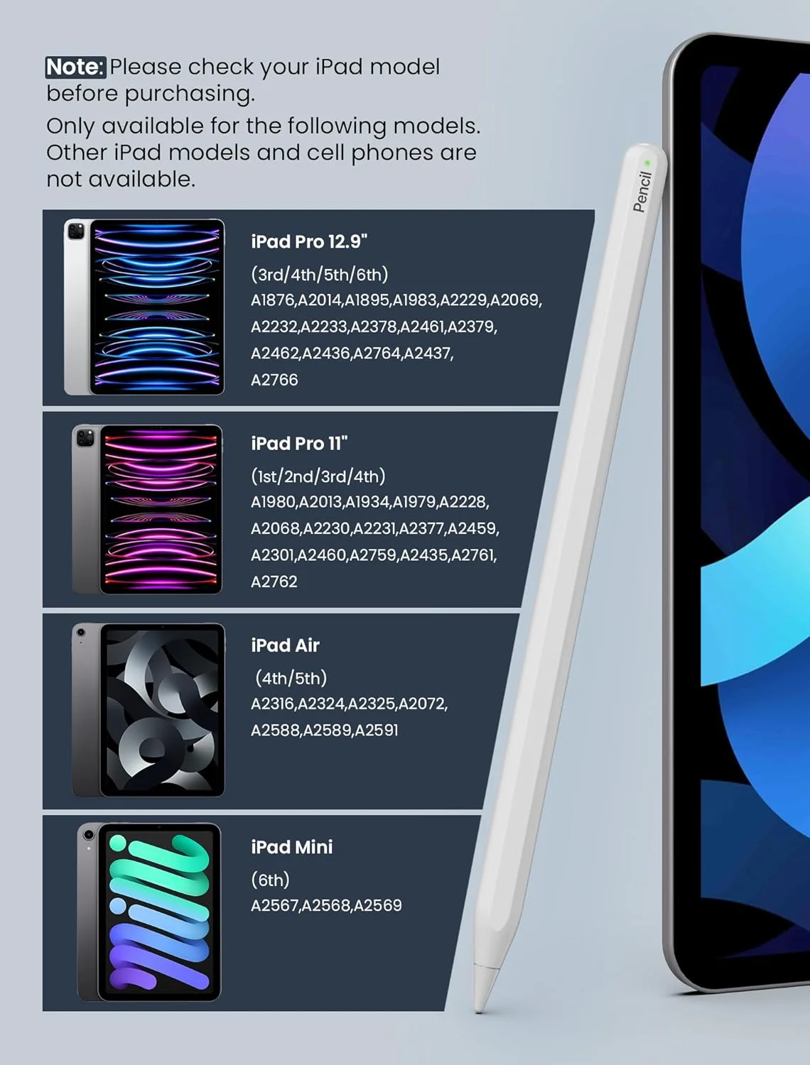 قلم لمسی آیپد نسل دوم با شارژ بیسیم مغناطیسی، قلم استایلوس برای آیپد، سازگار با آیپد پرو ۱۱ اینچ نسل ۱/۲/۳/۴، آیپد پرو ۱۲.۹ اینچ نسل ۳/۴/۵/۶، آیپد ایر ۳/۴، آیپد مینی ۶ قلم لمسی آیپد نسل دوم با شارژ بیسیم مغناطیسی، قلم استایلوس برای آیپد، سازگار با آیپد پرو ۱۱ اینچ نسل ۱/۲/۳/۴، آیپد پرو ۱۲.۹ اینچ نسل ۳/۴/۵/۶، آیپد ایر ۳/۴، آیپد مینی ۶