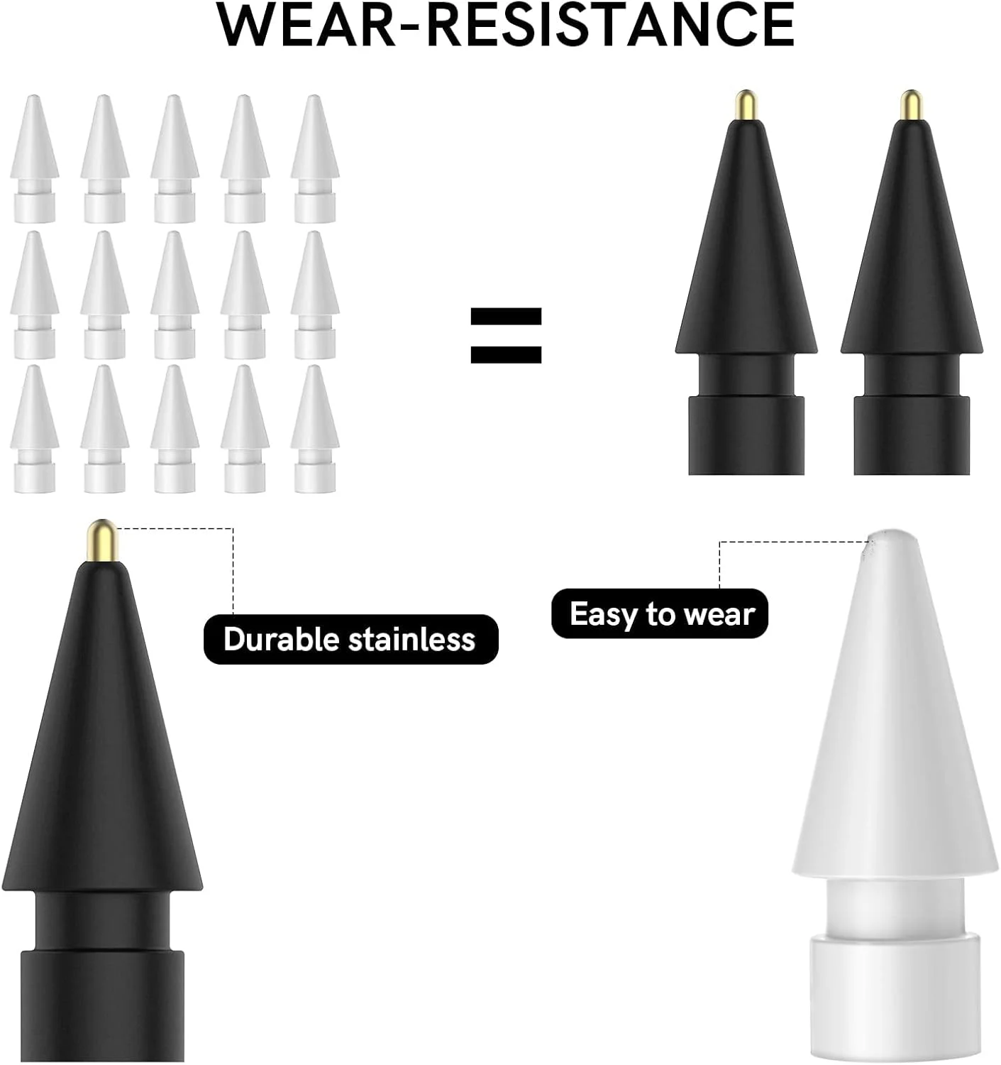 نوک جایگزین Excefore برای اپل پنسل، بسته 2 عددی سازگار با اپل پنسل نسل 2 و نسل 1، نوک قلم کنترل دقیق نقطه ظریف بدون ساییدگی برای اپل پنسل (مشکی 1.8 میلی متر) نوک جایگزین Excefore برای اپل پنسل، بسته 2 عددی سازگار با اپل پنسل نسل 2 و نسل 1، نوک قلم کنترل دقیق نقطه ظریف بدون ساییدگی برای اپل پنسل (مشکی 1.8 میلی متر)