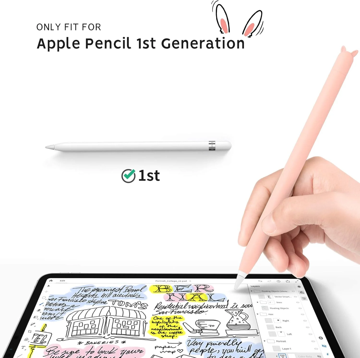 محافظ سیلیکونی ELETIUO Eleet برای قلم اپل نسل اول، آیپد پرو 9.7 اینچ، قاب محافظ، صورتی محافظ سیلیکونی ELETIUO Eleet برای قلم اپل نسل اول، آیپد پرو 9.7 اینچ، قاب محافظ، صورتی