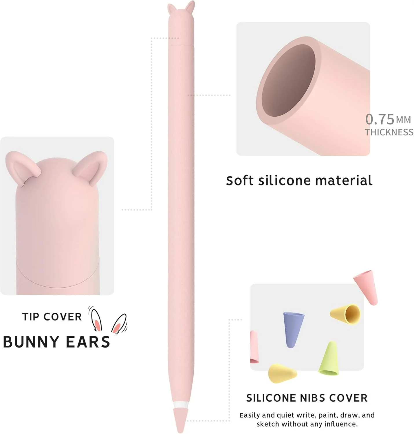 محافظ سیلیکونی ELETIUO Eleet برای قلم اپل نسل اول، آیپد پرو 9.7 اینچ، قاب محافظ، صورتی محافظ سیلیکونی ELETIUO Eleet برای قلم اپل نسل اول، آیپد پرو 9.7 اینچ، قاب محافظ، صورتی