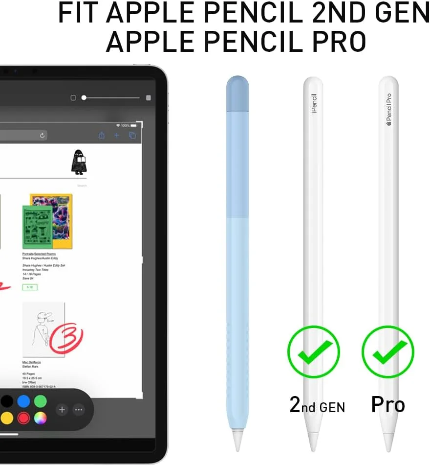 محافظ قلم Delidigi سازگار با قلم Apple Pencil Pro و Apple Pencil نسل دوم، محافظ سیلیکونی با رنگ градиент برای قلم اپل محافظ قلم Delidigi سازگار با قلم Apple Pencil Pro و Apple Pencil نسل دوم، محافظ سیلیکونی با رنگ градиент برای قلم اپل
