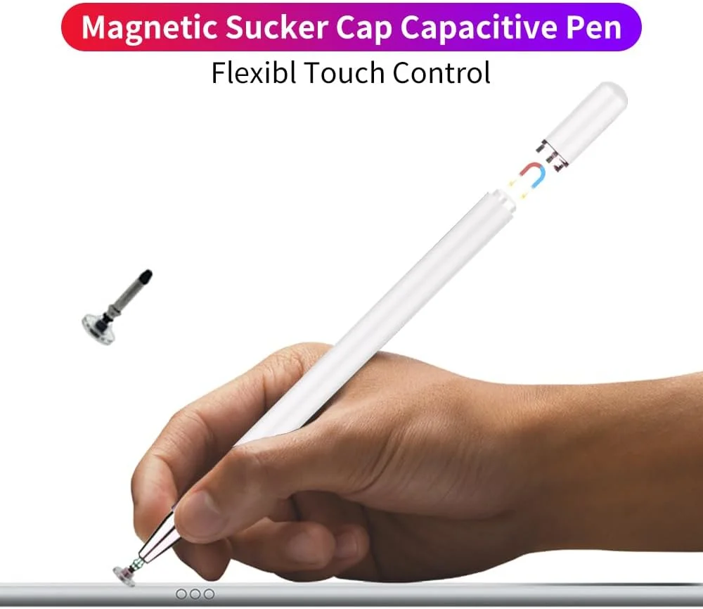 قلم لمسی یونیورسال برای آیپد و اندروید - قلم لمسی سازگار با دستگاه های iOS و اندروید - دارای نوک خازنی و درپوش مغناطیسی برای تمام دستگاه های دارای صفحه لمسی، آیپد، آیفون، موبایل و تبلت قلم لمسی یونیورسال برای آیپد و اندروید - قلم لمسی سازگار با دستگاه های iOS و اندروید - دارای نوک خازنی و درپوش مغناطیسی برای تمام دستگاه های دارای صفحه لمسی، آیپد، آیفون، موبایل و تبلت