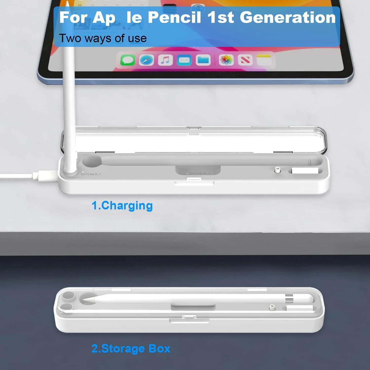 جعبه شارژ 2 در 1 برای قلم اپل، سازگار با نسل 2 و 1، پایه شارژر بیسیم مغناطیسی برای قلم نسل 2، آسان و راحت، جعبه نگهداری قابل حمل برای قلم آیپد جعبه شارژ 2 در 1 برای قلم اپل، سازگار با نسل 2 و 1، پایه شارژر بیسیم مغناطیسی برای قلم نسل 2، آسان و راحت، جعبه نگهداری قابل حمل برای قلم آیپد