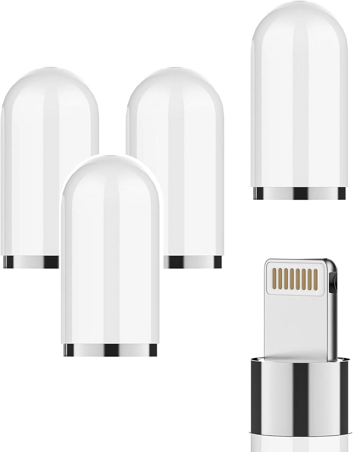 مجموعه ۴ عددی درپوش جایگزین قلم لمسی اپل نسل اول، آداپتور مغناطیسی سازگار با آیپد نسل دهم، ایر ۳ و تبلت، قلم استایلوس پِسیل ۱۲.۹، نسل نهم و ۱۰.۵ اینچ