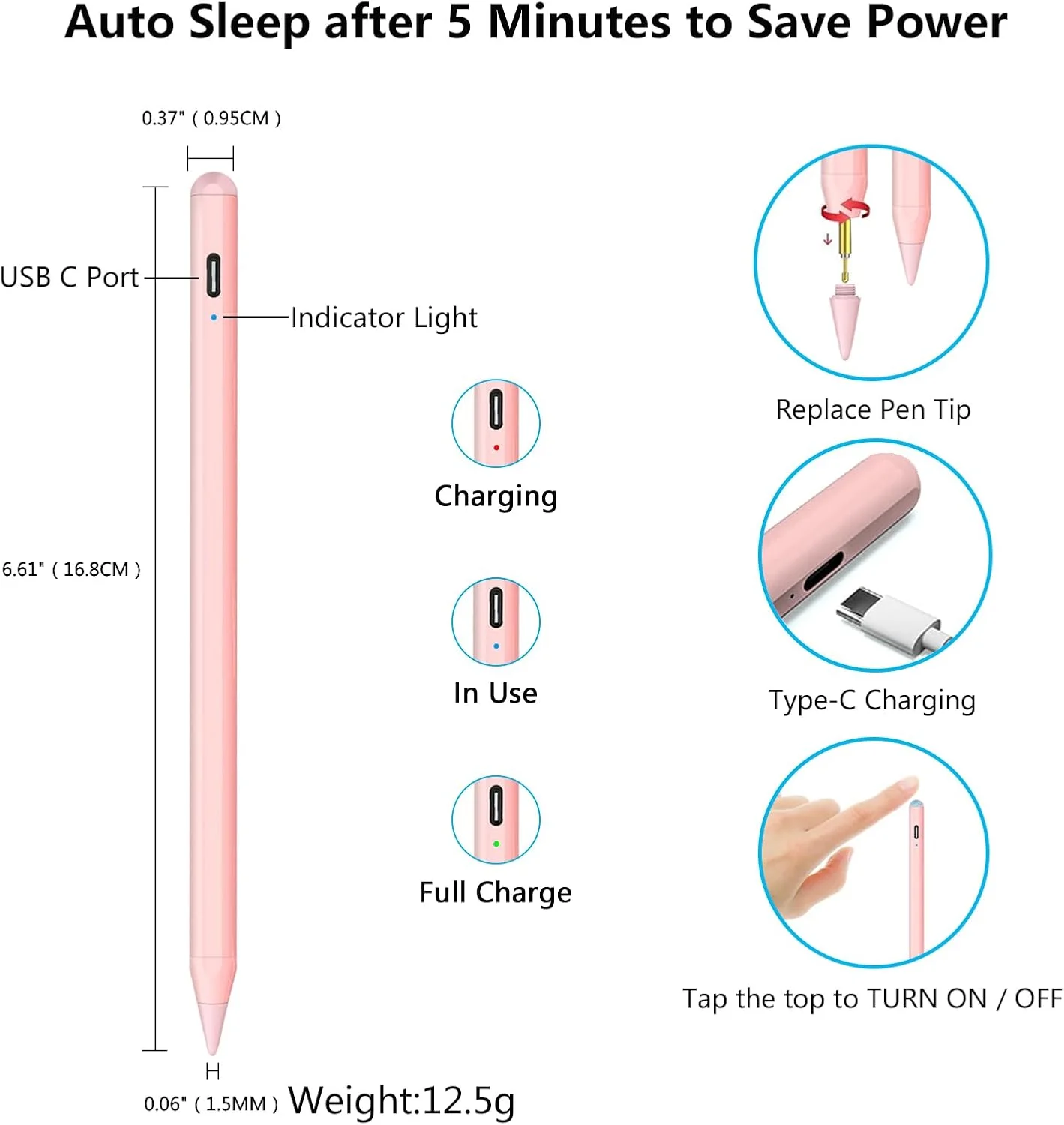 قلم لمسی برای آیپد نسل دهم/نهم/هشتم - قلم فعال با شارژ سریع سازگار با Apple iPad Pro 11 و 12.9 اینچی 2018-2023، iPad 6-10، iPad Air 3/4/5، iPad Mini 5/6 - صورتی قلم لمسی برای آیپد نسل دهم/نهم/هشتم - قلم فعال با شارژ سریع سازگار با Apple iPad Pro 11 و 12.9 اینچی 2018-2023، iPad 6-10، iPad Air 3/4/5، iPad Mini 5/6 - صورتی
