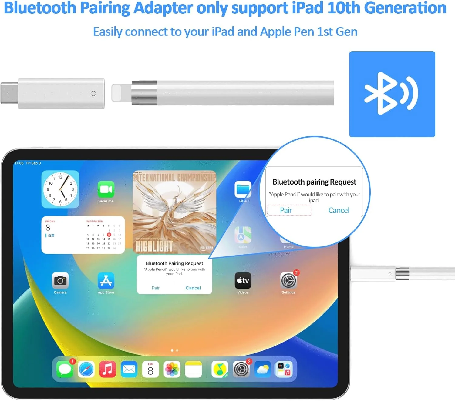 آداپتور USB-C به قلم نسل اول ACANDYA برای آیپد نسل دهم، آداپتور شارژ USB-C نر به ماده، اتصال بلوتوث برای شارژ قلم آیپد نسل دهم، کانکتور شارژ قلم برای قلم اپل نسل اول آداپتور USB-C به قلم نسل اول ACANDYA برای آیپد نسل دهم، آداپتور شارژ USB-C نر به ماده، اتصال بلوتوث برای شارژ قلم آیپد نسل دهم، کانکتور شارژ قلم برای قلم اپل نسل اول