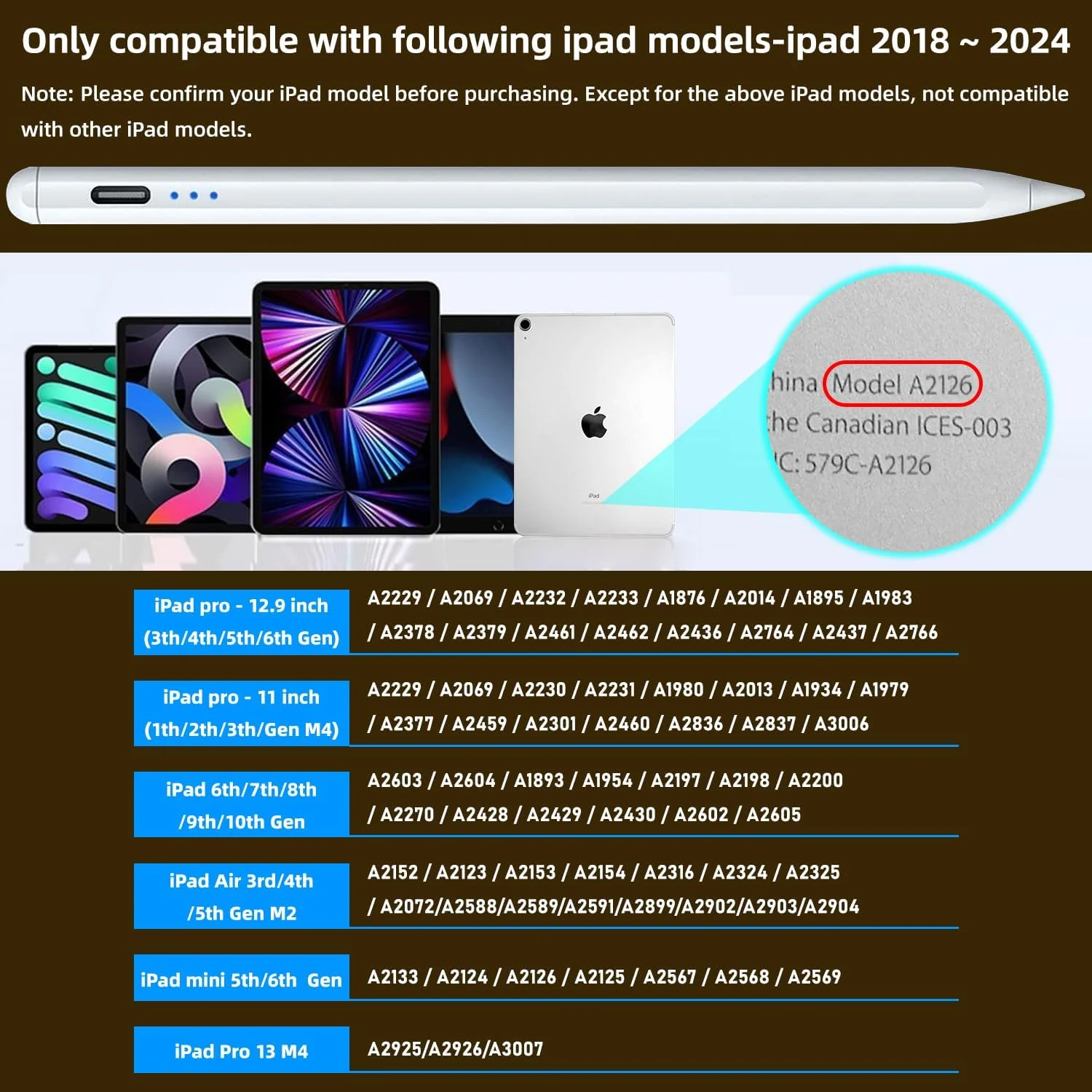 قلم لمسی برای آیپد نسل 6 تا 11، شارژ سریع 10 دقیقه ای سازگار با آیپدهای 2018-2025، قلم برای آیپد پرو 11 اینچ/12.9 اینچ/M4، ایر 3/4/5/M2/M3، مینی 5/6 نسل - سفید قلم لمسی برای آیپد نسل 6 تا 11، شارژ سریع 10 دقیقه ای سازگار با آیپدهای 2018-2025، قلم برای آیپد پرو 11 اینچ/12.9 اینچ/M4، ایر 3/4/5/M2/M3، مینی 5/6 نسل - سفید