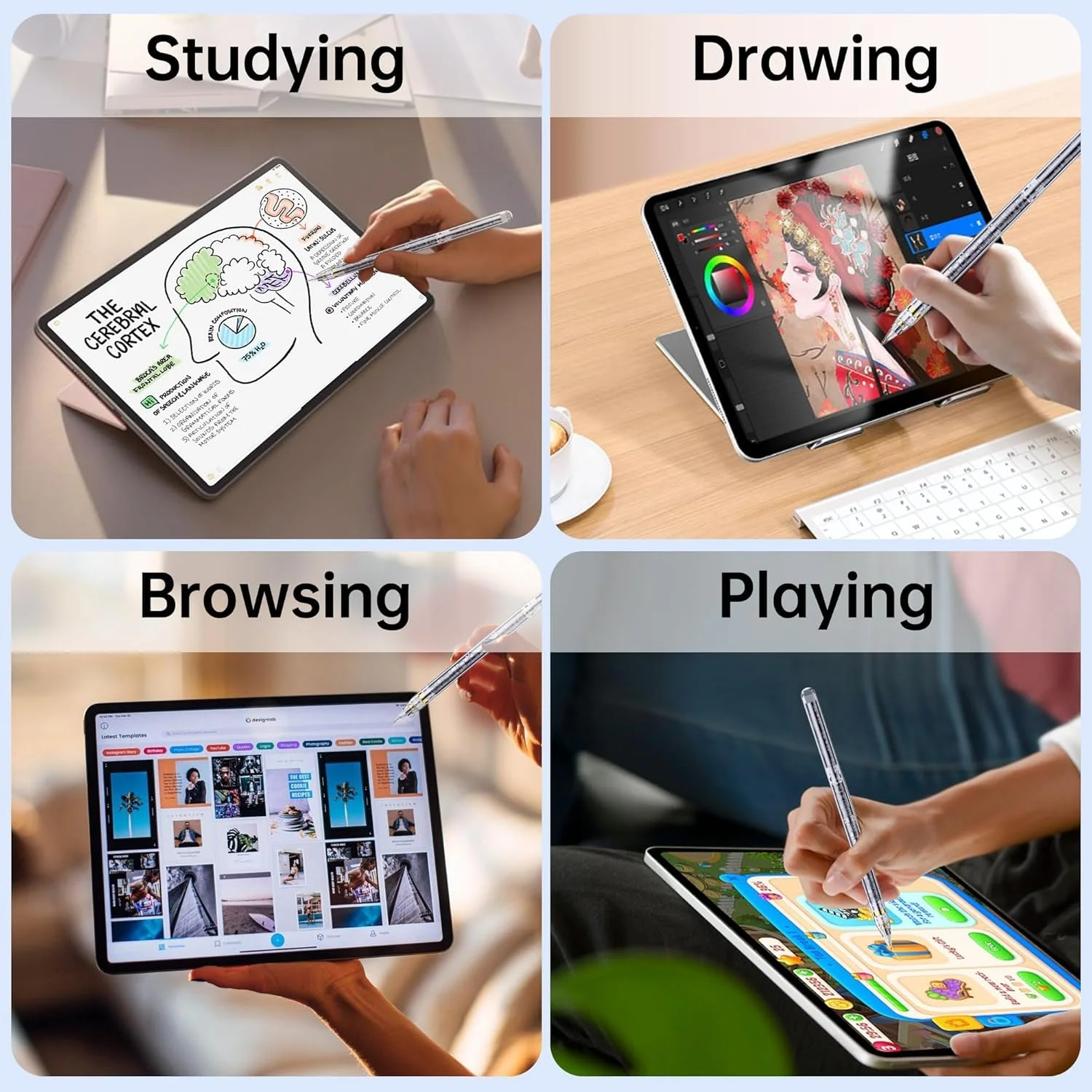 قلم لمسی برای آیپد ۲۰۱۸-۲۰۲۴، شارژ بیسیم مغناطیسی، جلوگیری از لمس ناخواسته کف دست، حساسیت به زاویه، تکنولوژی EMR، سازگار با آیپد ۲۰۱۸ و مدلهای جدیدتر (شفاف) قلم لمسی برای آیپد ۲۰۱۸-۲۰۲۴، شارژ بیسیم مغناطیسی، جلوگیری از لمس ناخواسته کف دست، حساسیت به زاویه، تکنولوژی EMR، سازگار با آیپد ۲۰۱۸ و مدلهای جدیدتر (شفاف)