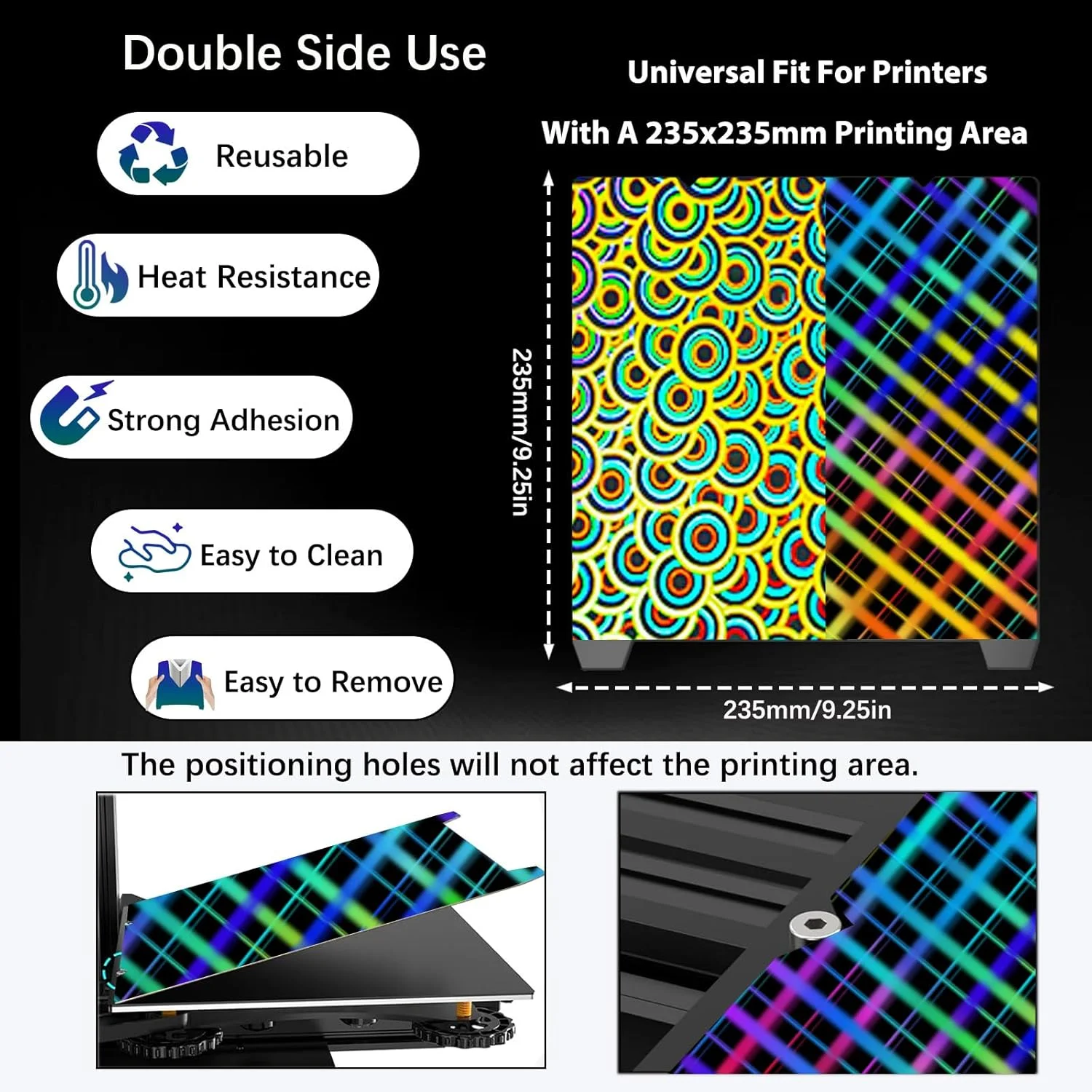 صفحه ساخت طرح منشوری و آسمان مجازی برای Creality K1/ K1C/Ender 3 S1/Ender 5 S1/Ender 3 S1 Pro/Ender 3 V3 KE/Ender 3 V3 SE، صفحه فولادی فنری انعطاف پذیر 235x235 میلی متر پلتفرم چاپگر سه بعدی