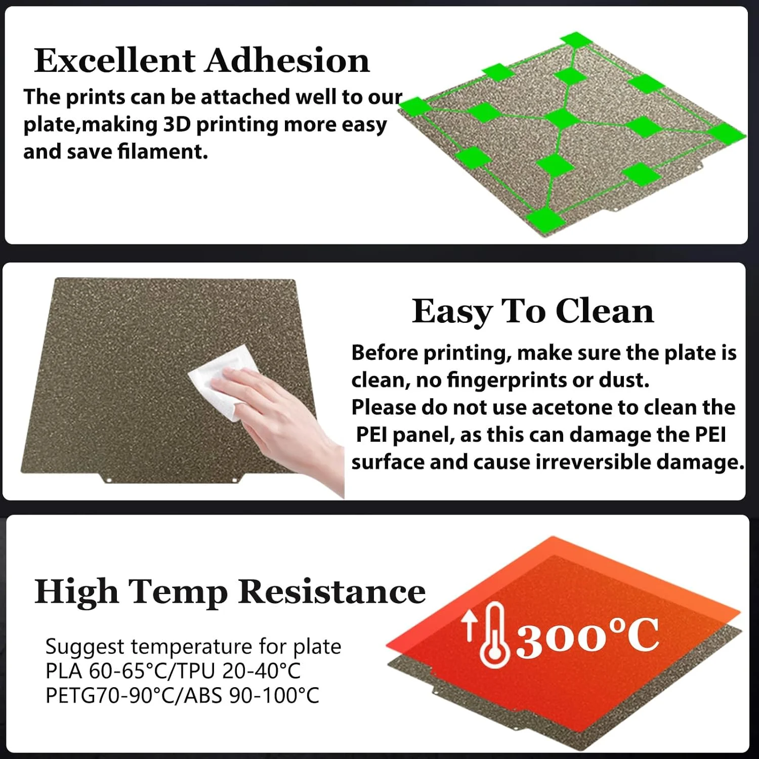 صفحه ساخت PEI با بافت دو طرفه برای پرینتر سه بعدی Anycubic Kobra 2/Kobra 2 Neo/Kobra 2 Pro/Kobra Neo، ورق فولادی فنری PEI 250x250 میلی‌متری، بستر چاپ انعطاف‌پذیر و قابل جابجایی پرینتر سه بعدی.