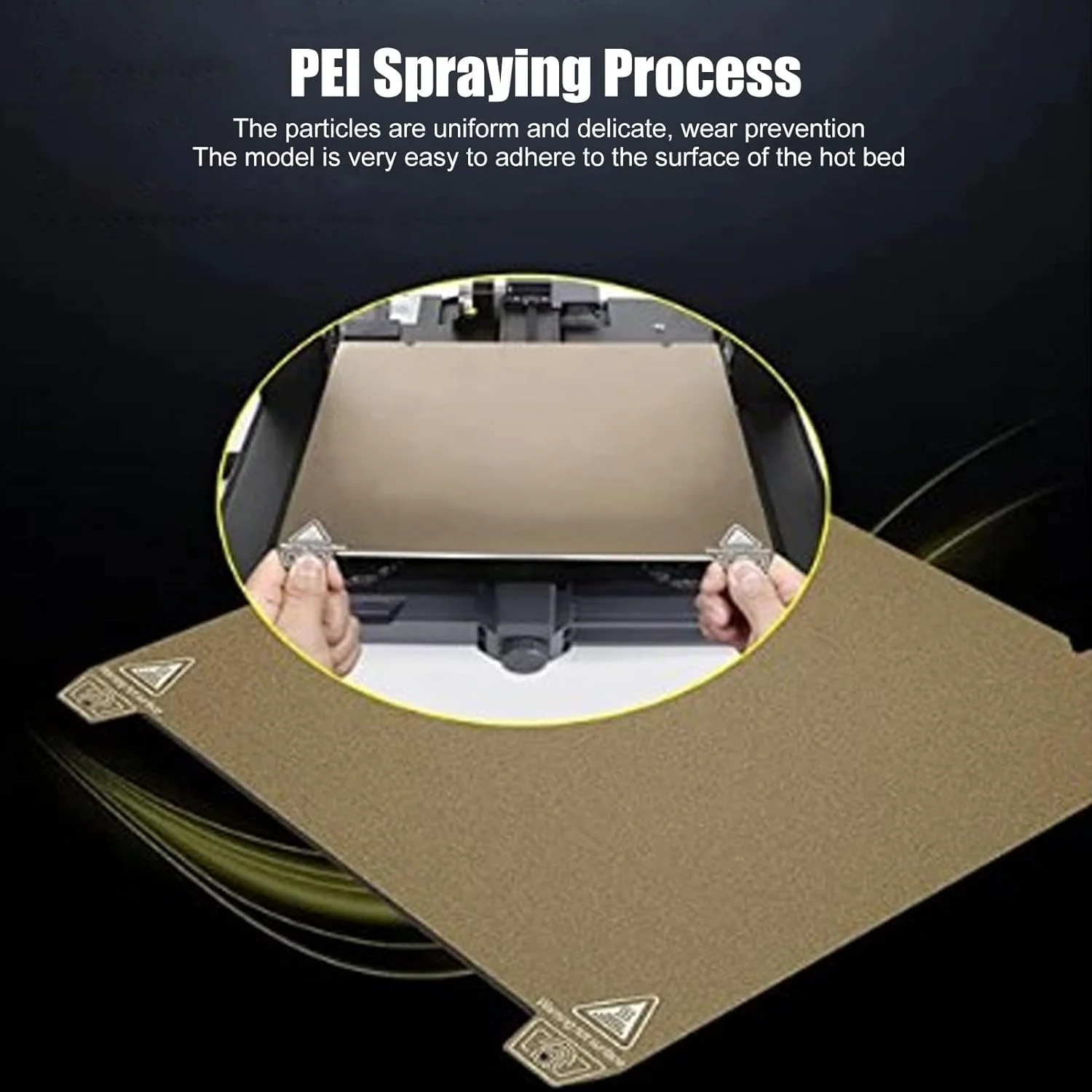 صفحه ساخت PEI، پوشش PEI، پلتفرم چاپگر سه بعدی انعطاف پذیر با ذرات یکنواخت و ظریف، 165x165 میلی متر، مقاوم در برابر درجه حرارت بالا، صفحه ساخت چاپی با چسبندگی قوی
