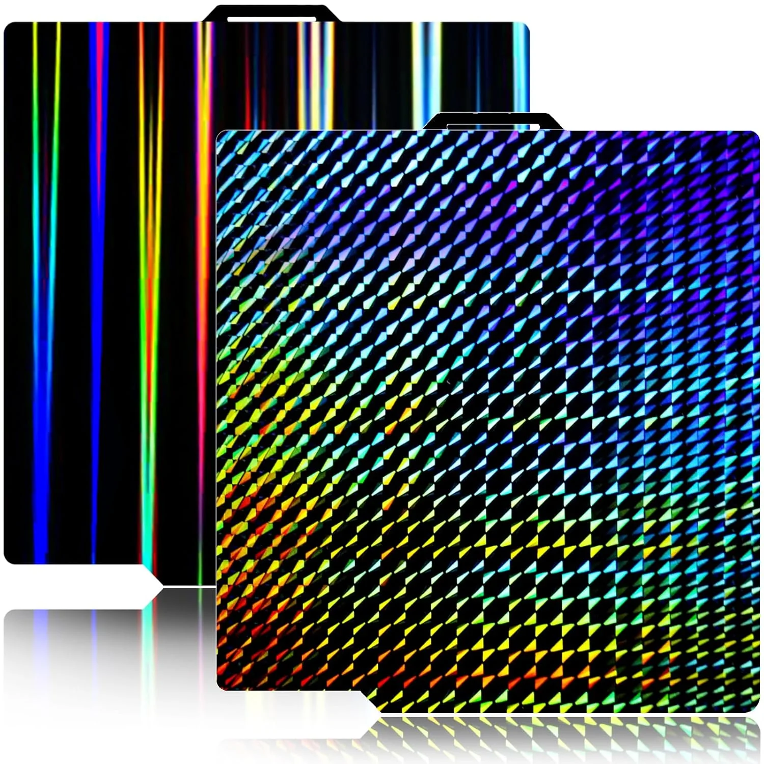 صفحه ساخت پرینتر سه بعدی JUUPINE H1H برای Bambu Lab P2S/A1/X1C/X1/X1E/P1P/P1S صفحه کربنی هولوگرافیک 257x257mm صفحه فولادی فنری PEI با بافت صاف پلتفرم قابل جابجایی (پرتو نور + شبح)