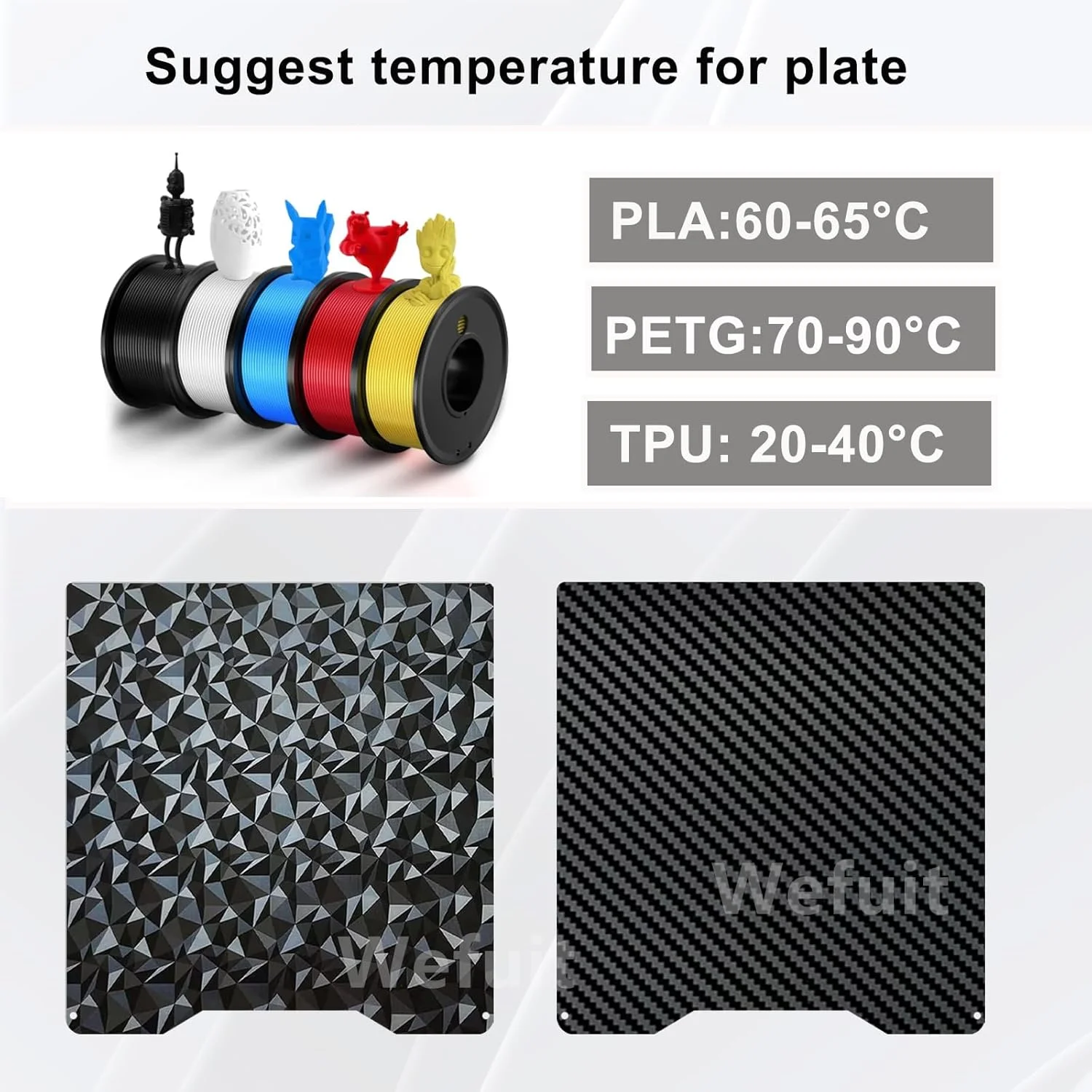 صفحه ساخت دو طرفه با بافت PEO PET فنری فولادی انعطاف پذیر 265x280 میلی متر مناسب برای پرینتر سه بعدی Creality Hi