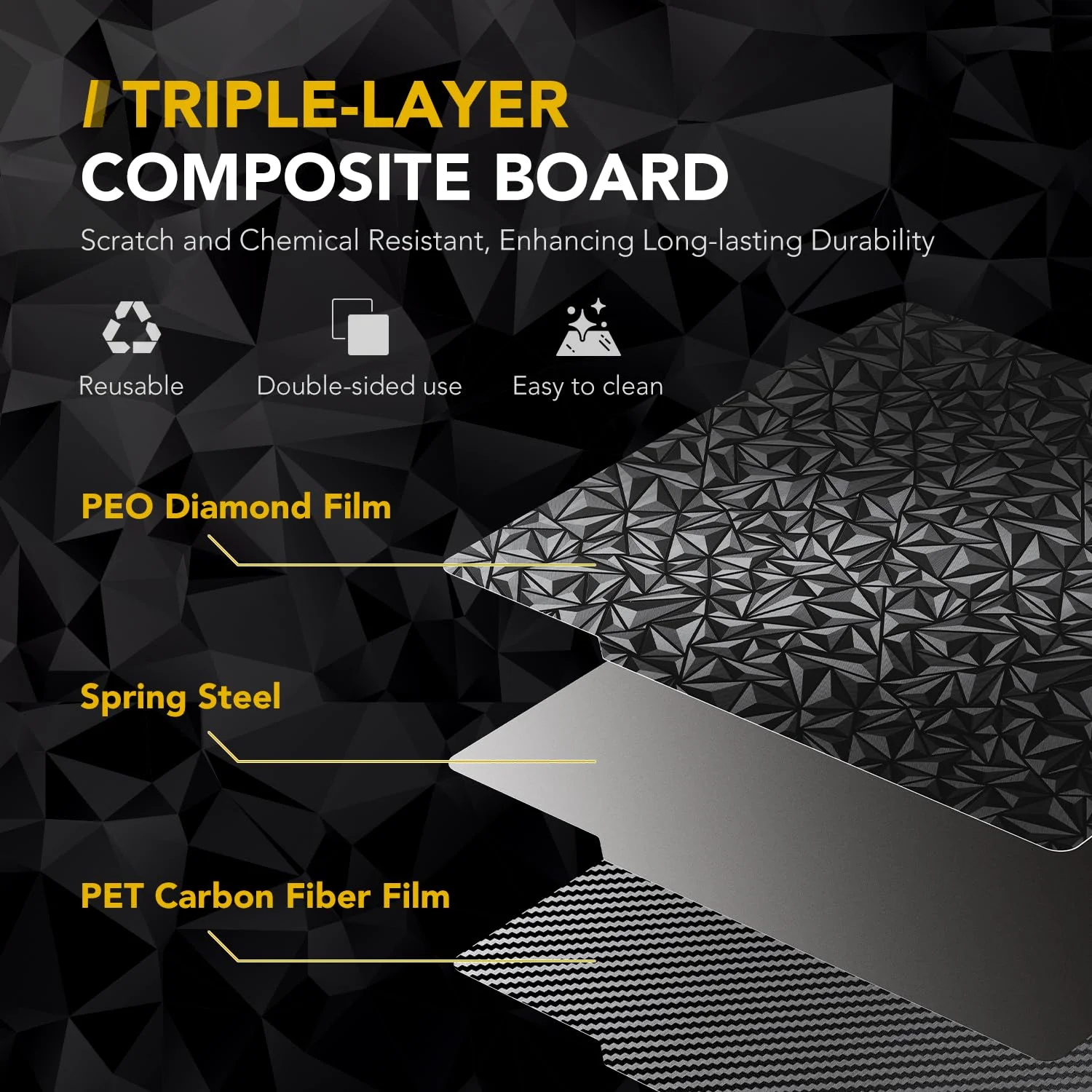 صفحه ساخت پرینتر سه بعدی برای Bambu Lab X1 X1C X1E P1P P1S A1، لوازم جانبی پرینتر سه بعدی PET+PEO با بافت دوگانه 257x257mm، صفحه پلتفرم تخت داغ فولادی فنری انعطاف پذیر