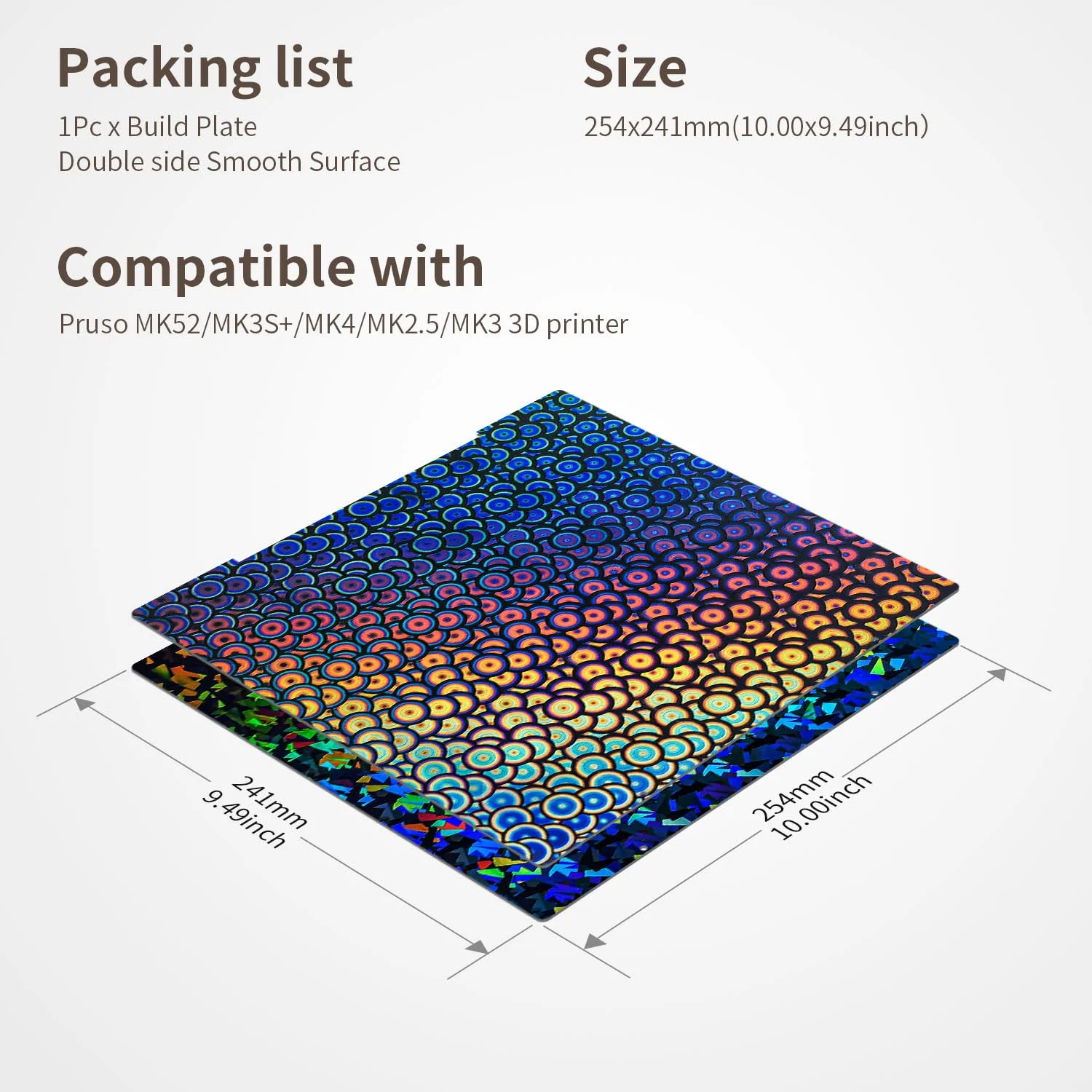 صفحه ساخت فولادی فنری انعطاف پذیر دو طرفه 254x241 میلی متری بدون پایه مغناطیسی برای پرینتر سه بعدی Prusa I3 MK3 MK3S MK3S+ MK2.5S