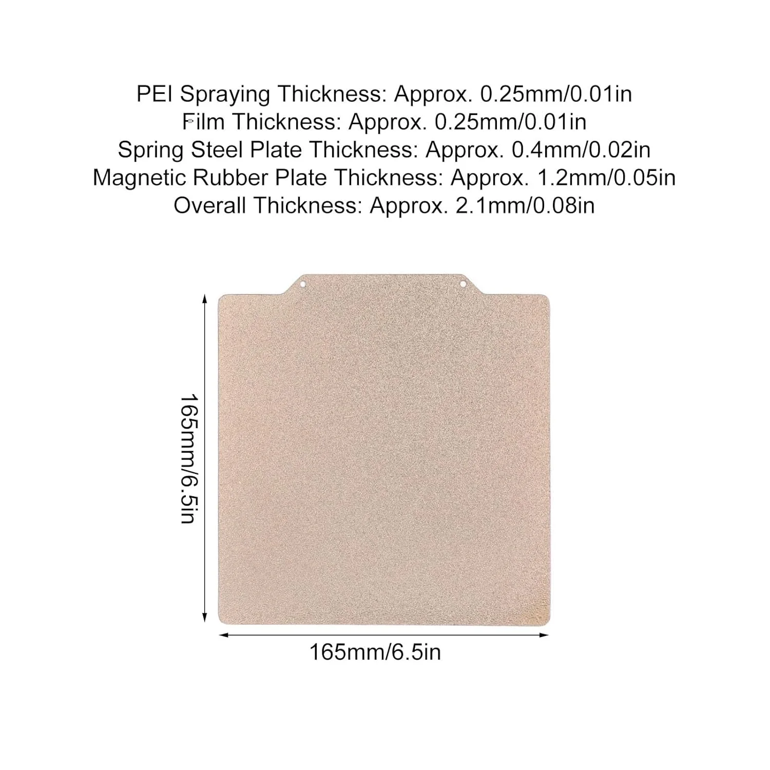 صفحه ساخت چاپ سه بعدی 165x165 میلی‌متری با پوشش PEI، چسبندگی قوی، مقاوم در برابر دمای بالا، پلتفرم چاپگر سه بعدی انعطاف‌پذیر سازگار با ورون