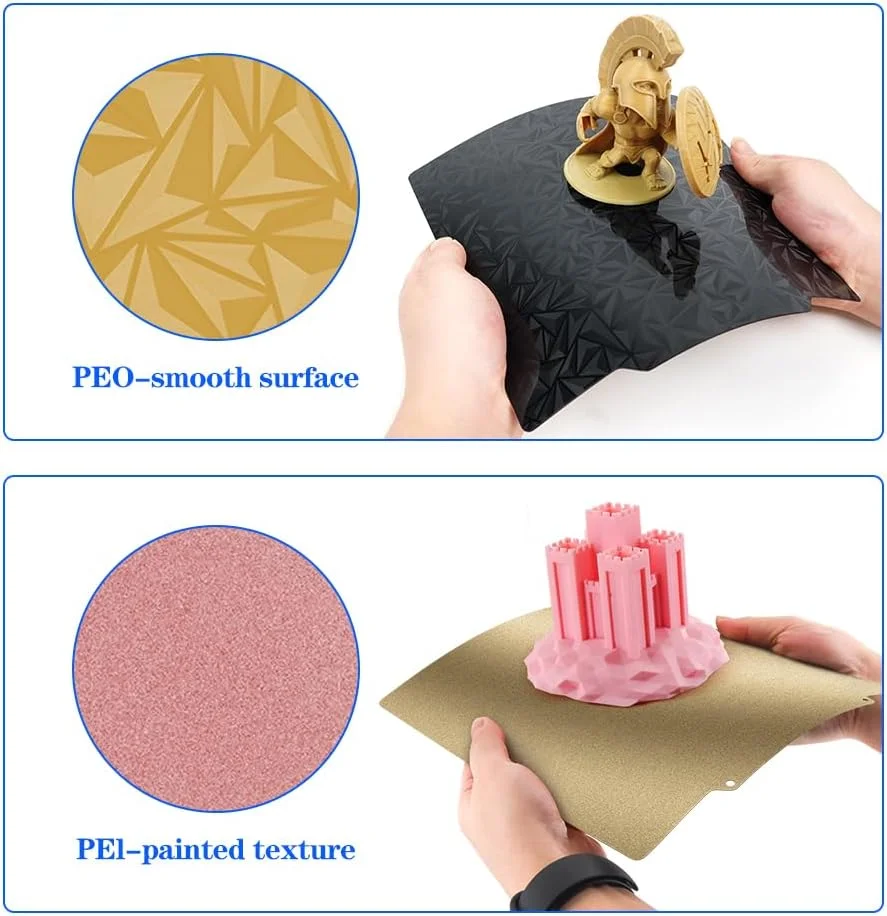 صفحه ساخت دو طرفه بافت‌دار PEI + سطح صاف PEO برای پرینتر سه بعدی 310x310 میلی‌متر مناسب CR-10، Artillery SW-X1/X2، Anet A8 Plus (بدون پایه مغناطیسی)