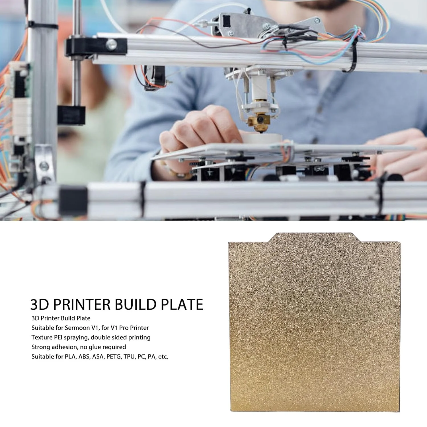 صفحه چاپ بافت‌دار PEI، صفحه PEI با بافت دو طرفه، صفحه ساخت مغناطیسی انعطاف‌پذیر پرینتر سه بعدی برای V1 V1 Pro 185x185mm