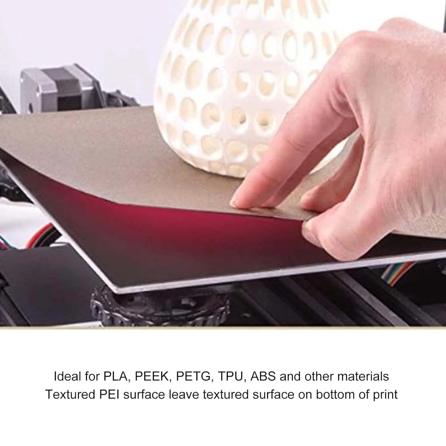 صفحه ساخت فولادی فنری مغناطیسی PEI با بافت 470x470 میلی متر برای پرینتر سه بعدی CR-10، سازگار با PLA PETG ABS - مقاوم در برابر حرارت، استحکام بالا، جدا سازی آسان