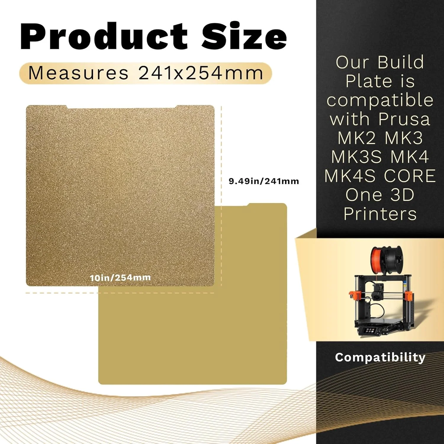 صفحه ساخت PEI بافت‌دار + PEI صاف برای پرینترهای سه بعدی پروسا MK2 MK3 MK3S MK4 MK4S CORE ONE، ابعاد 241x254 میلی‌متر، صفحه ساخت دو طرفه بدون الگو، یک عدد