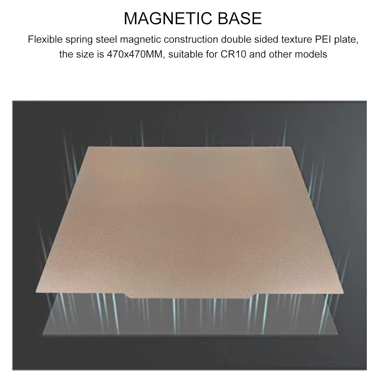 صفحه ساخت فولادی فنری مغناطیسی PEI با بافت 470x470 میلی متر برای پرینتر سه بعدی CR-10، سازگار با PLA PETG ABS - مقاوم در برابر حرارت، استحکام بالا، جدا سازی آسان