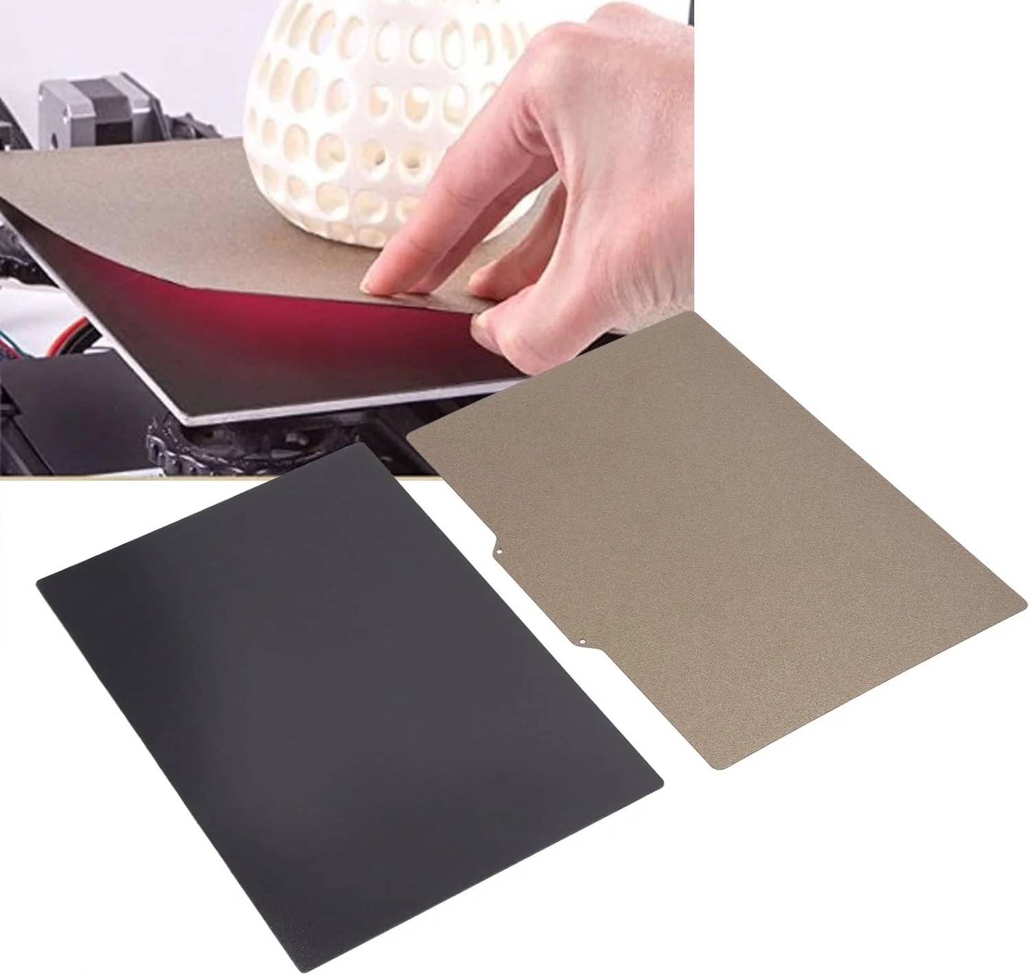 صفحه فولادی فنری با بافت PEI برای پرینتر سه بعدی، صفحه ساخت مغناطیسی فولادی فنری با قابلیت جدا سازی آسان 200x300 میلی متر دو طرفه برای پرینت سه بعدی کارآمد