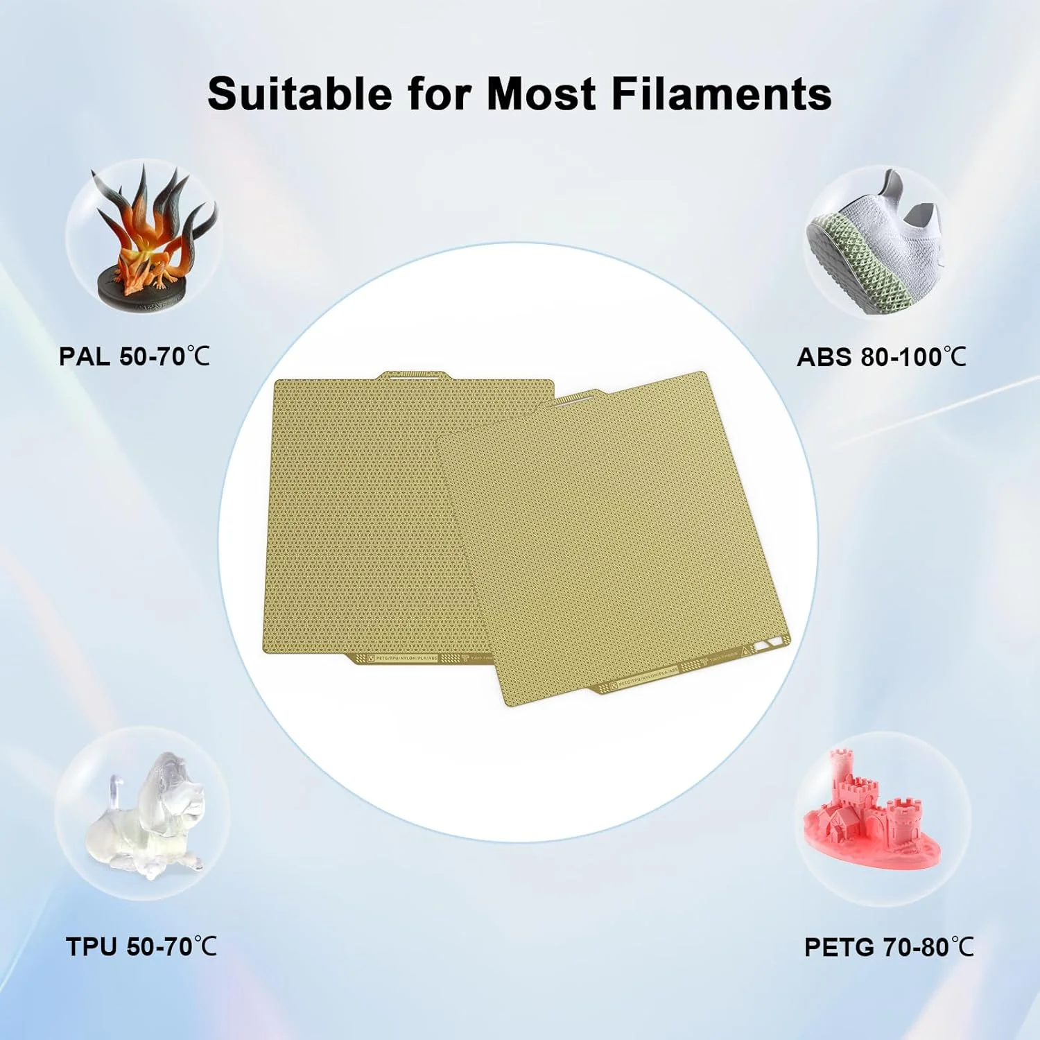 صفحه ساخت پرینتر سه بعدی دو طرفه بافت‌دار PEI، پلتفرم 257x257 میلی‌متری لانه زنبوری + فولاد فنری مکعبی شکل انعطاف‌پذیر با قابلیت جداسازی آسان مدل، برای A1/X1C/X1/X1E/P1S/P1P