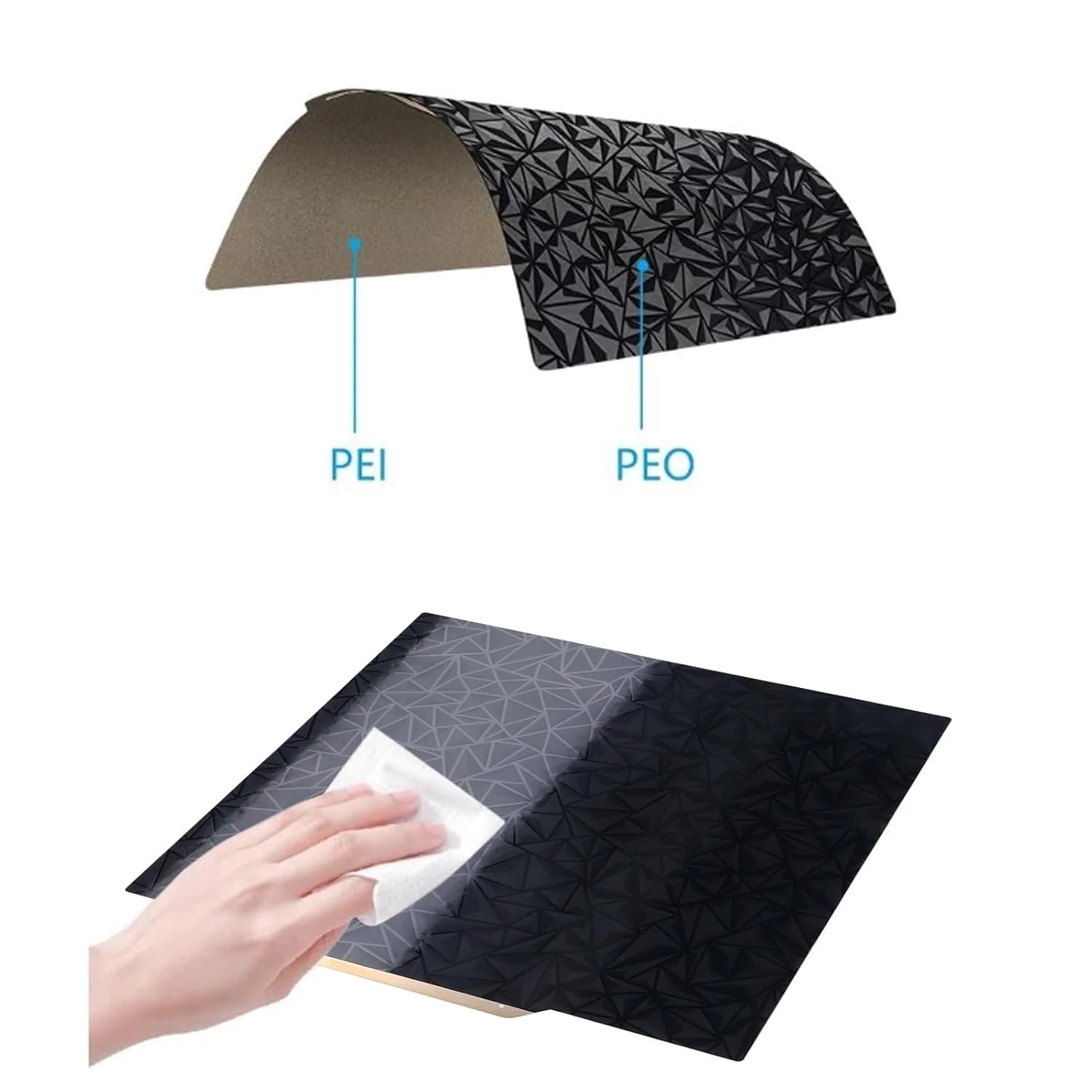 صفحه ساخت دو طرفه، صفحه بافت دار PEO و PEI الماسی 230x230 میلی متر با پایه مغناطیسی برای پرینتر سه بعدی