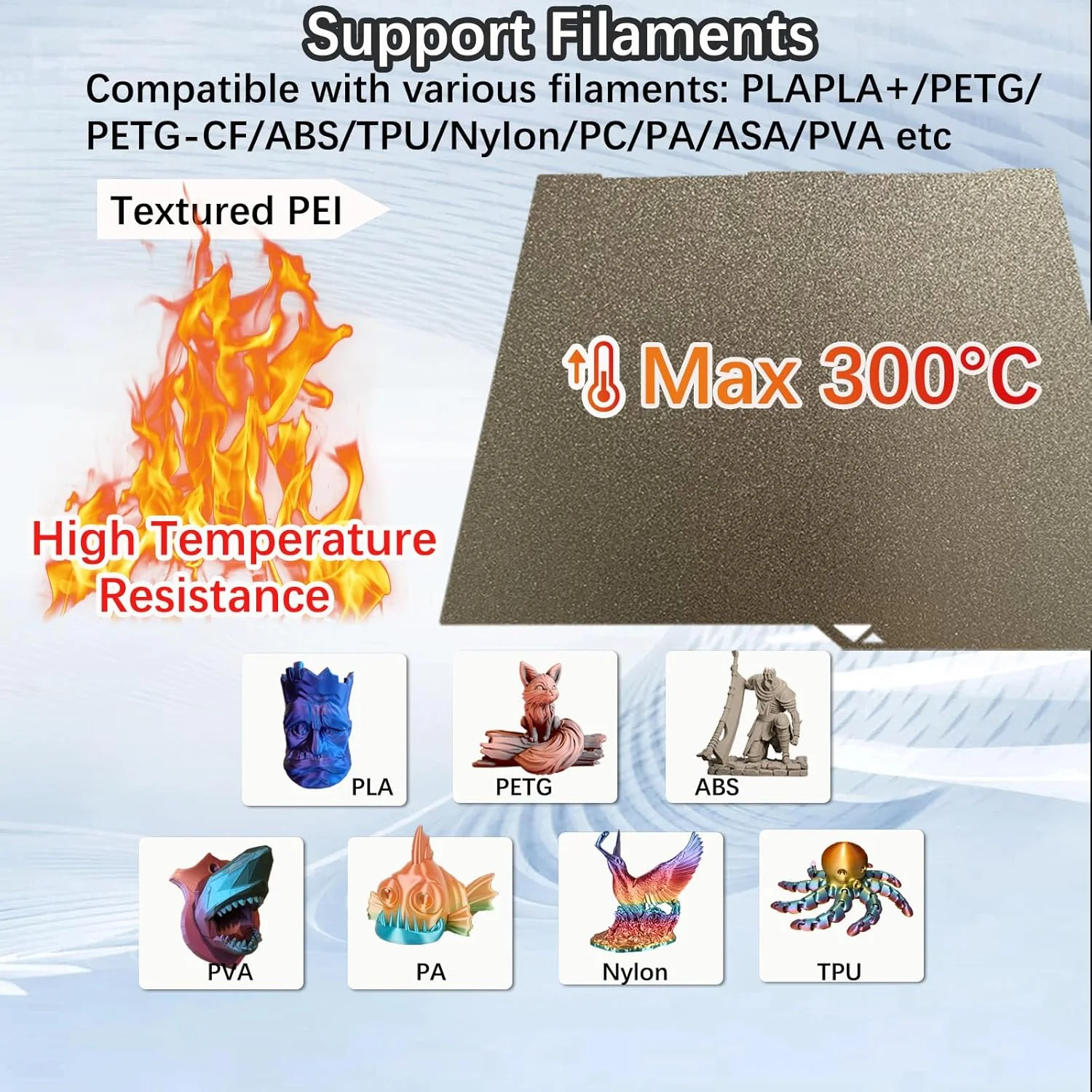 صفحه ساخت دو طرفه PEI با ابعاد 256x268 میلی متر برای Anycubic Kobra 3، صفحه چاپ بافت دار PEI پلتفرم پرینتر سه بعدی برای Kobra 3، Kobra 3 Combo