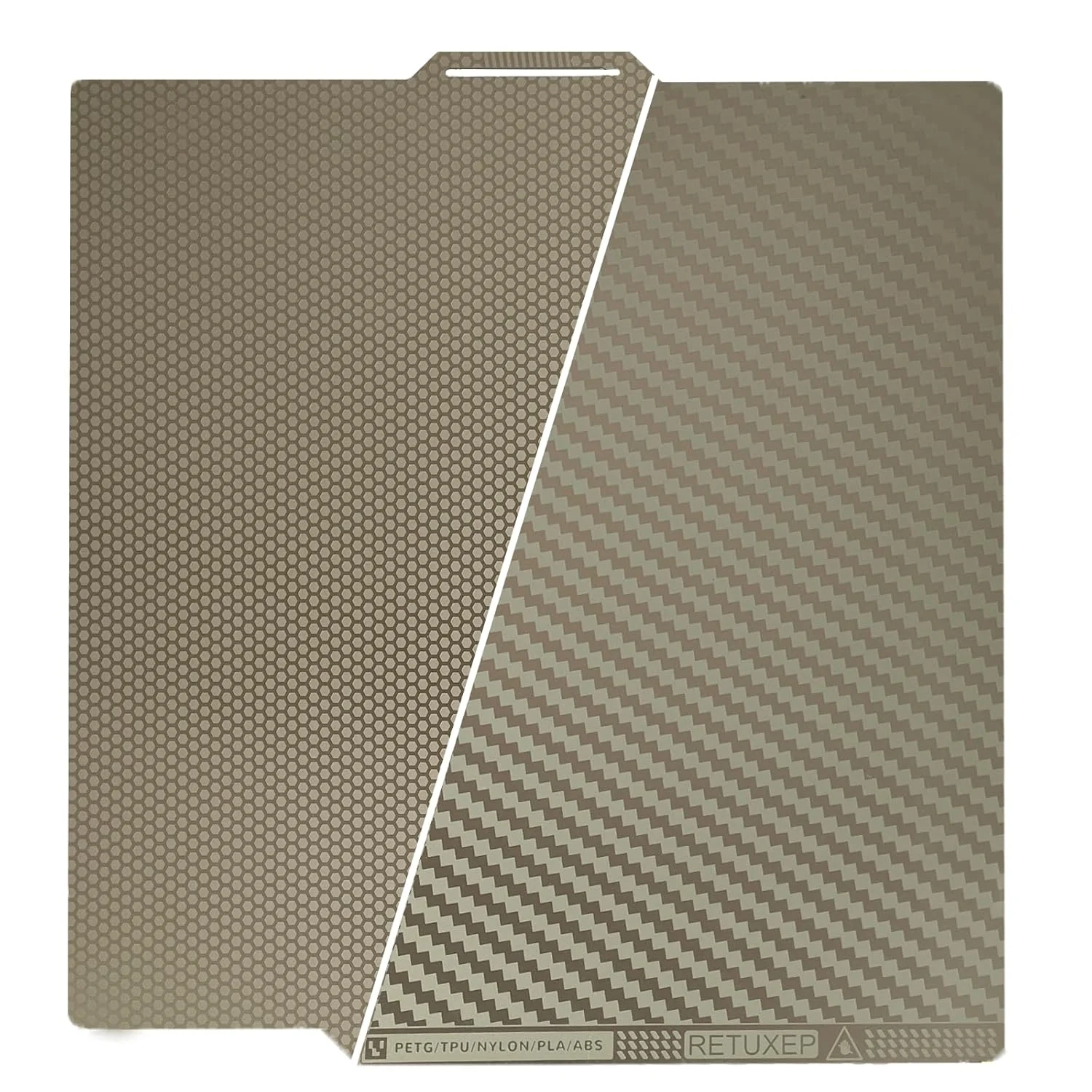 صفحه ساخت لانه زنبوری + طرح فیبر کربن برای پرینتر سه بعدی Bambu Labs X1C/X1/X1E/P1P/P1S/A1، ورق فولادی فنری انعطاف پذیر دو طرفه 0.5 میلی متری برای پرینتر سه بعدی Bambu Lab 257x257 میلی متر