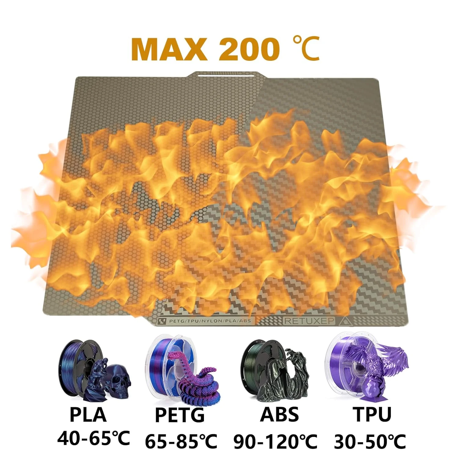 صفحه ساخت لانه زنبوری + طرح فیبر کربن برای پرینتر سه بعدی Bambu Labs X1C/X1/X1E/P1P/P1S/A1، ورق فولادی فنری انعطاف پذیر دو طرفه 0.5 میلی متری برای پرینتر سه بعدی Bambu Lab 257x257 میلی متر