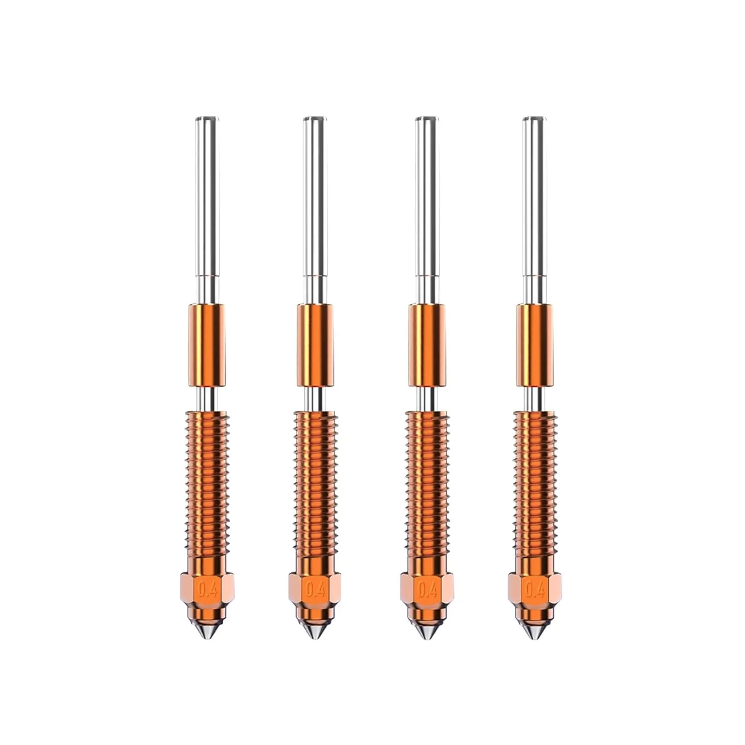 نازل 0.4 میلی متری K2 Plus/K2 Series/Hi Combo Unicorn Quick-Swap Printhead نازل های اکسترودر تمام فلزی یکپارچه با جریان بالا برای چاپ PLA، ABS، PETEG، TPU، PP، PC، PLA-CF، PA-CF، PET-CF (4 عدد)