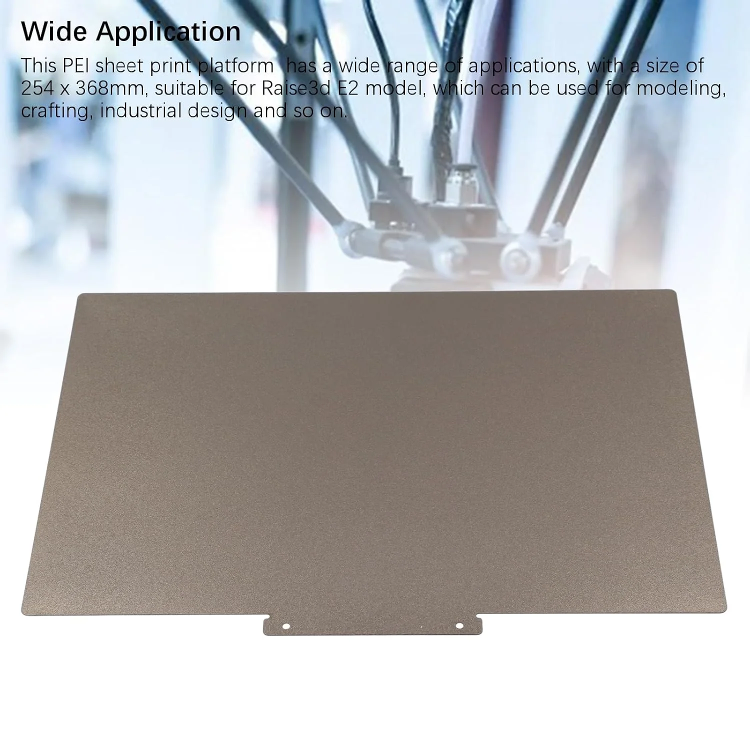 صفحه چاپ دو طرفه برای Raise3d E2، صفحه ساخت پرینتر سه بعدی 0.5 میلی متری با بستر گرم شونده با بافت مات، پوشش پودری PEI