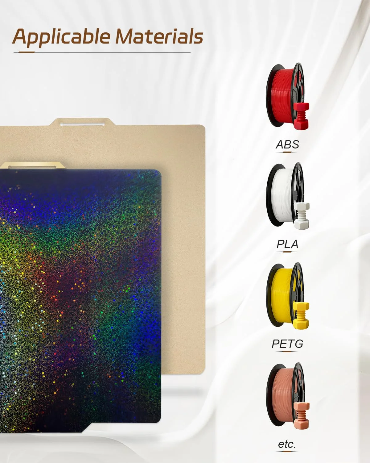 صفحه ساخت PEY PEI مناسب برای پرینترهای سه بعدی A1 X1 X1C X1E P1P P1S، صفحه ساخت PEI با بافت ستاره ای رنگارنگ و صاف PEY+، ورق PEI، 257x257 میلی متر