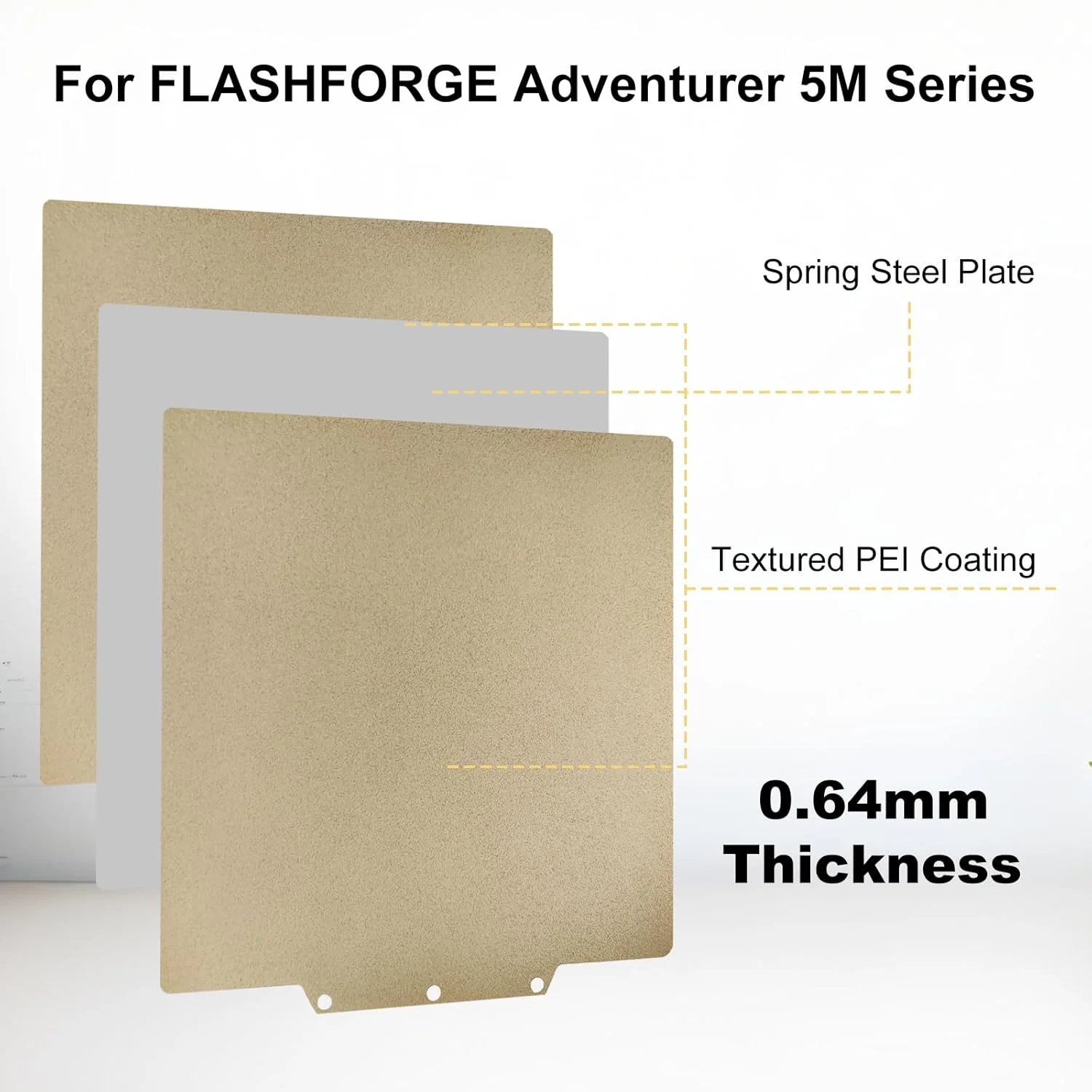 صفحه ساخت دو طرفه PEI پرینتر سه بعدی 235x235 میلی متر برای Adventuer 5M/ AD5M Pro، ورق فولادی فنری PEI بافت دار، پلتفرم PEI بافت دار دو طرفه برای Adventurer 5M/5M Pro/AD5X