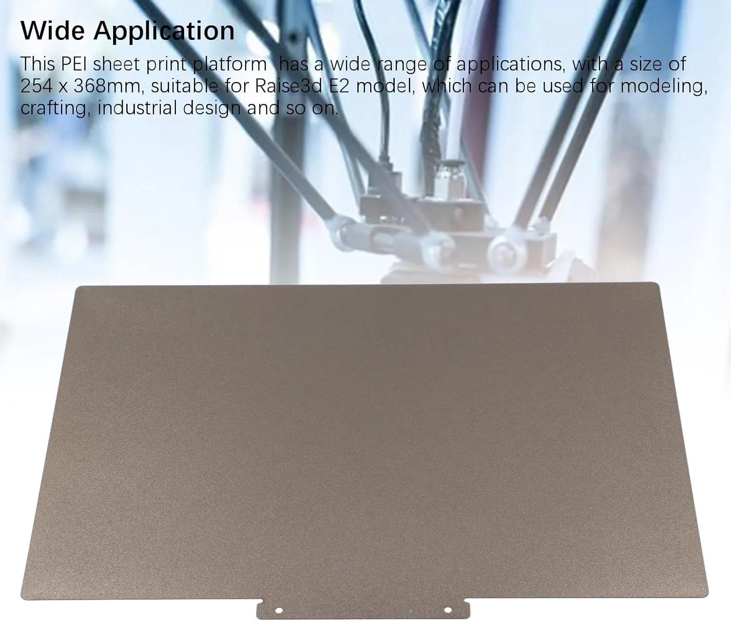 صفحه ساخت پرینتر سه بعدی با پوشش پودری PEI دو طرفه با بافت مات، 254x368 میلی متر، مناسب برای Raise3d E2 با کاربرد گسترده