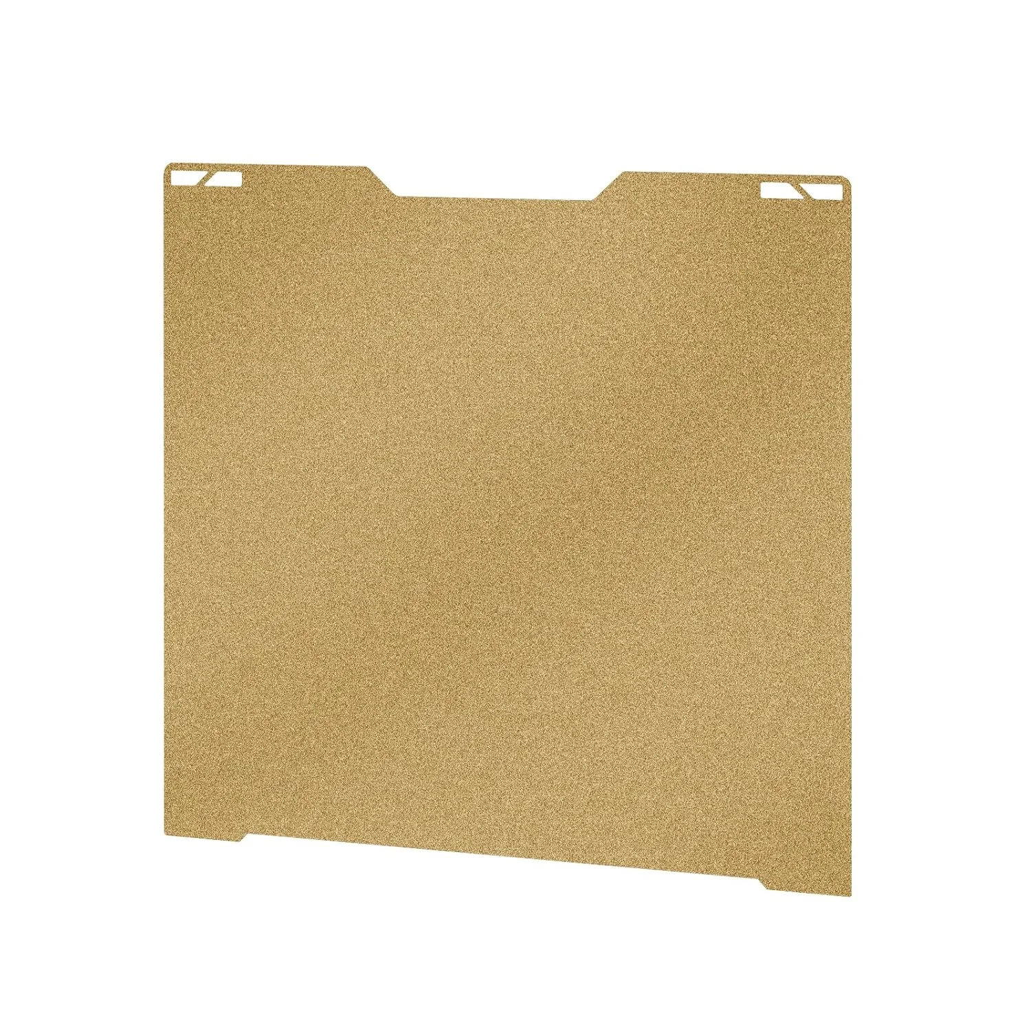 صفحه ساخت پرینتر سه بعدی H2D، یک عدد ورق فولادی فنری دو طرفه PEI طلایی رنگ، 355x346 میلی متر، صفحه ساخت چاپ در دمای پایین