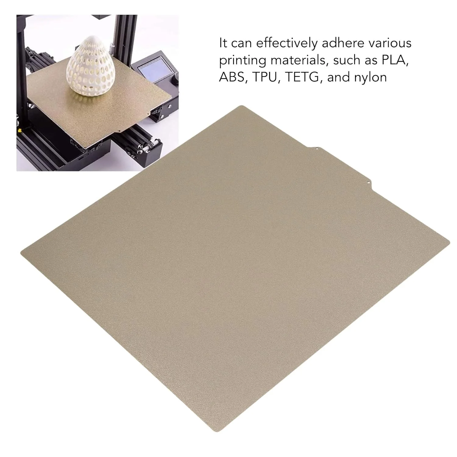 صفحه ساخت پرینتر سه بعدی LiebeWH، ورق PEI دو طرفه با پوشش PEI، صفحه فولادی فنری انعطاف پذیر 325x325 میلی متر، بستر پرینتر سه بعدی برای QIDI X MAX3، LiebeWHk8x3cth5z0