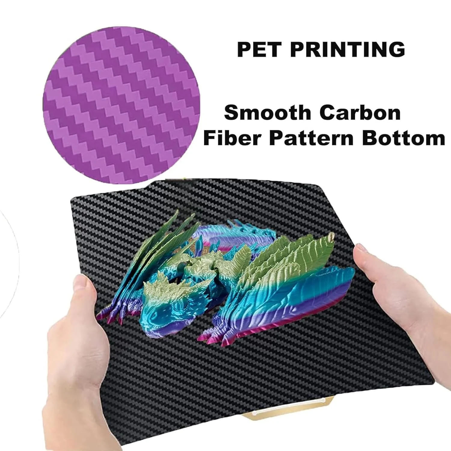 صفحه ساخت مغناطیسی دو طرفه با بافت فیبر کربنی PEO Rhinestone PET، ابعاد 235x235 میلی‌متر، مناسب برای پرینتر سه بعدی Ender3