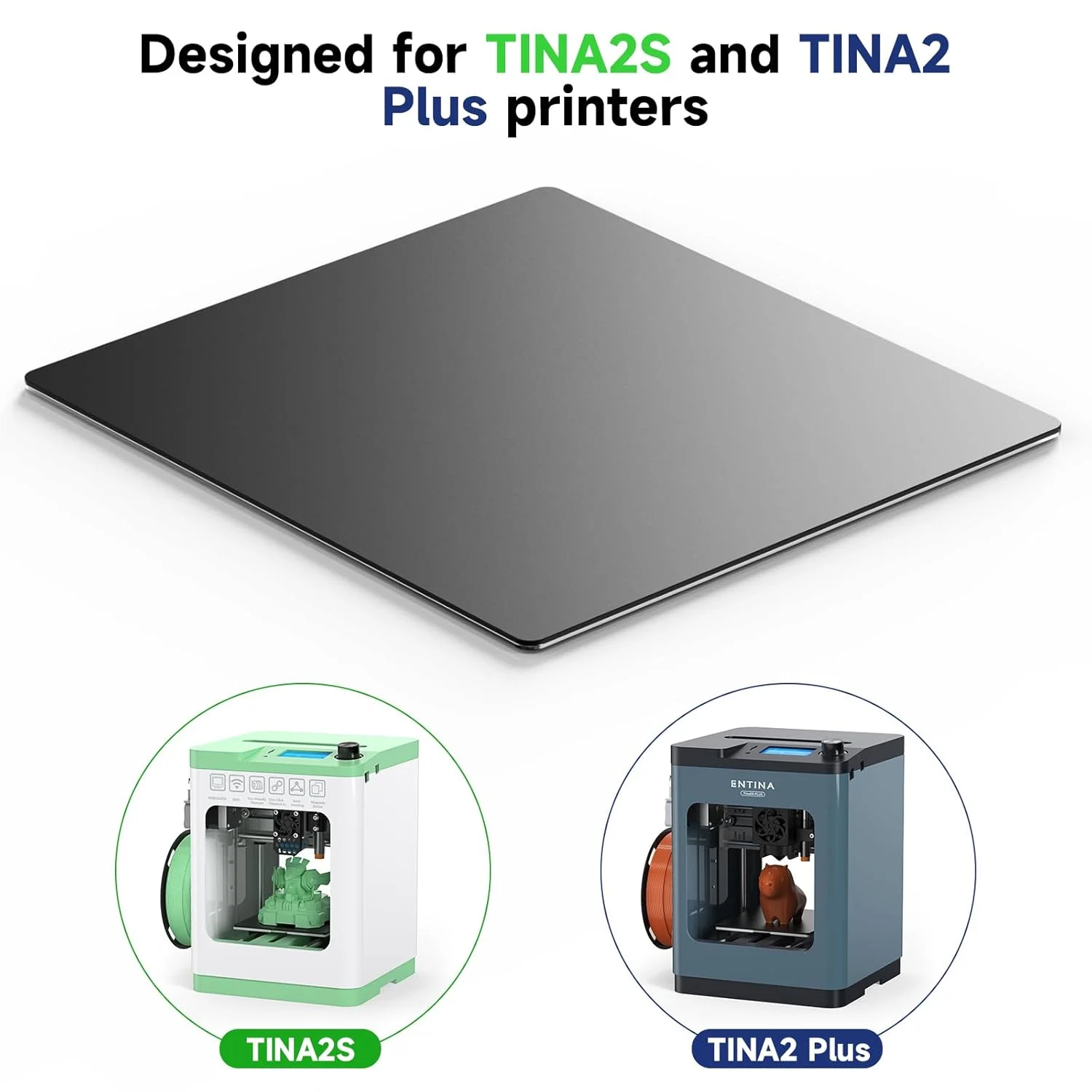 صفحه پرینتر برای پرینتر سه بعدی Tina2S V6/V8/V10/V12، ساخته شده از فولاد فنری برای عملکرد گرمایشی و افزایش چسبندگی مدل و بهبود نرخ موفقیت چاپ