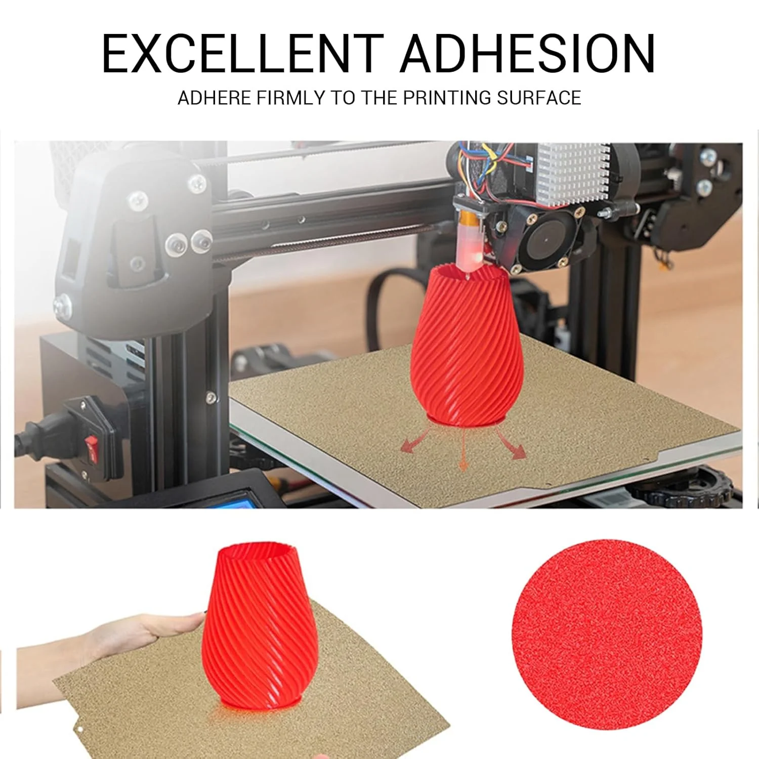 صفحه ساخت پرینتر سه بعدی MP2MINGPIN با ابعاد 470mm*470mm به همراه ورق PEI با بافت دو طرفه، فنر فولادی انعطاف پذیر و پشتی مغناطیسی، پلتفرم چاپ سه بعدی برای Cr 10 Maximum,Cr10 Max