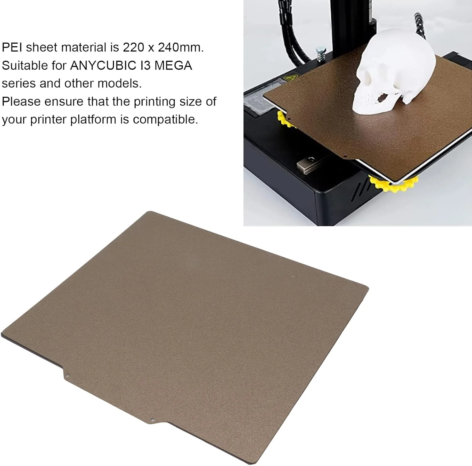 صفحه ساخت مغناطیسی فولادی فنری 220x240 میلی‌متری برای پرینتر سه بعدی I3 MEGA، دو طرفه، نصب آسان، جدا سازی آسان، راندمان بالاتر، گرمایش سریع، با پوشش PEI برای همه