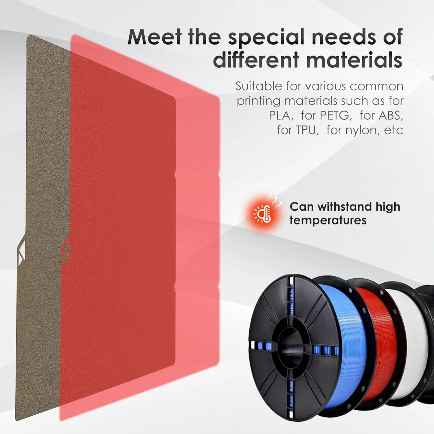 صفحه PEI برای S1/S1 Combo، صفحه ساخت PEI با بافت دو طرفه 264x276 میلی‌متر، بستر چاپ فولادی فنری انعطاف‌پذیر قابل جابجایی پلتفرم پرینتر سه بعدی برای PLA PETG ABS TPU نایلون