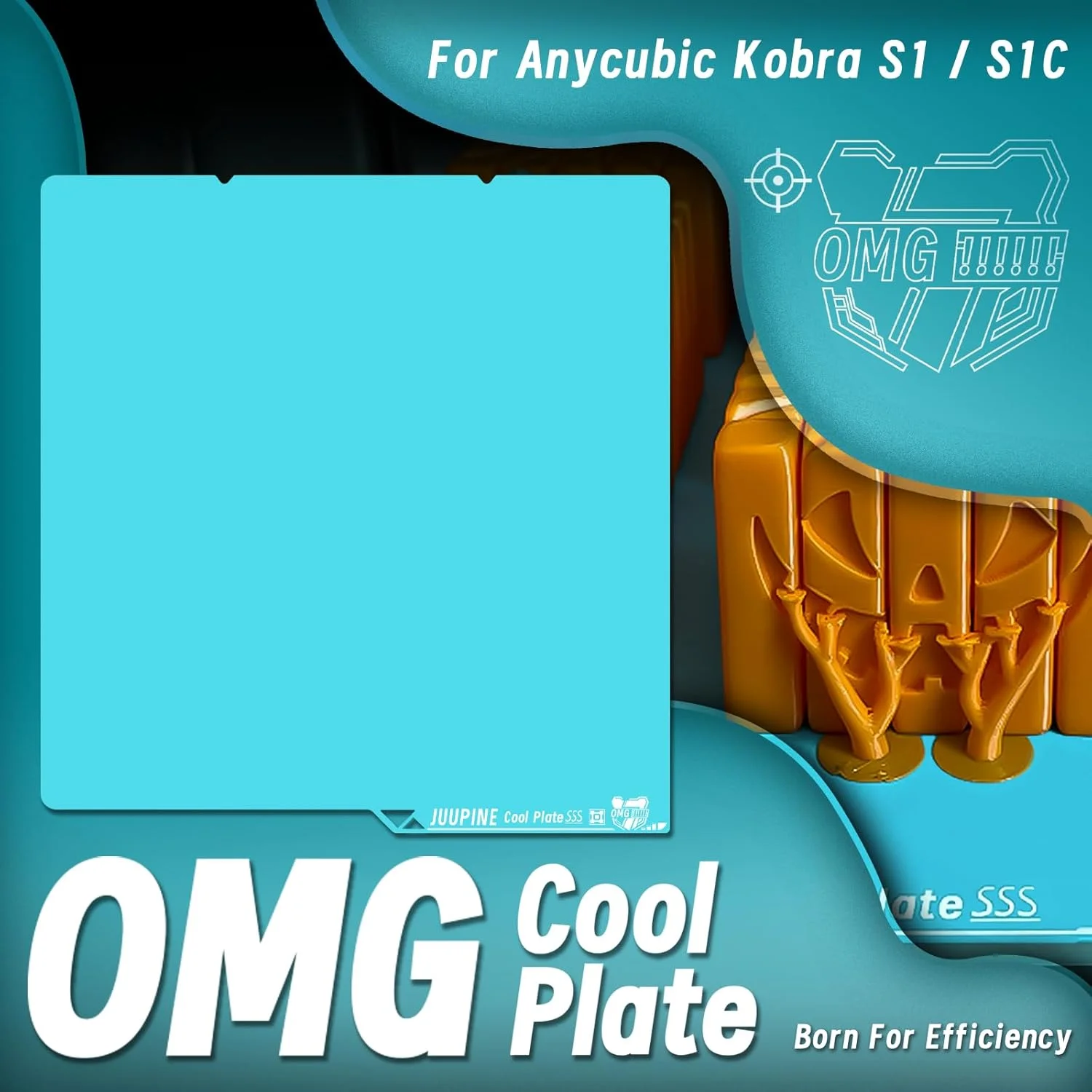 صفحه خنک کننده JUUPINE OMG برای صفحه ساخت Kobra S1، ابعاد 264x276 میلی متر، صفحه چاپ خنک، چاپ در دمای اتاق، صفحه حرارتی فنری فولادی برای پلتفرم های چاپگر سه بعدی Anycubic Kobra S1 Combo/Kobra S1 ACE Pro