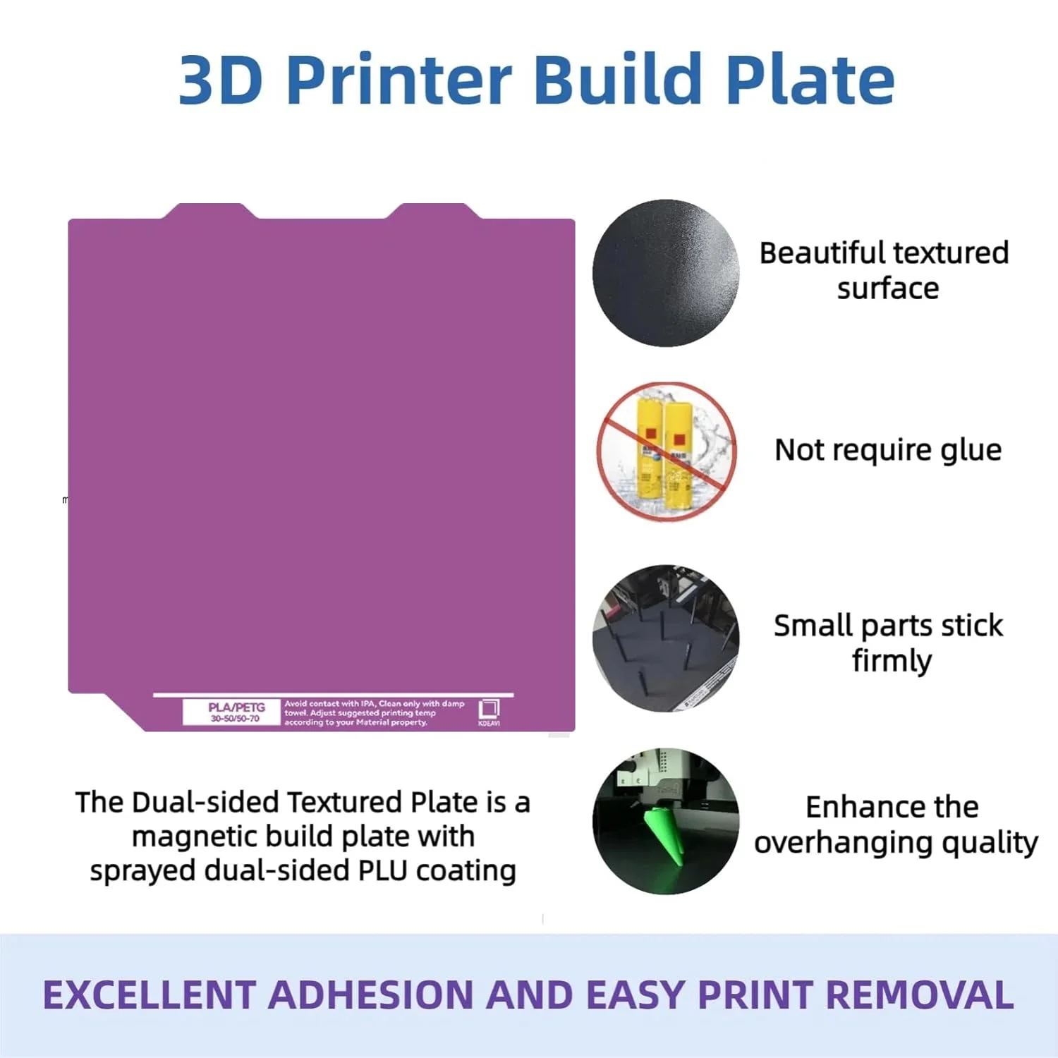 صفحه ساخت پرینتر سه بعدی 184x184 میلی‌متری سازگار با آهنربای دو طرفه Bambu-Lab A1 Mini، ورق فولادی فنری با بافت، بدون نیاز به چسب، فناوری پوشش ثبت شده PLU