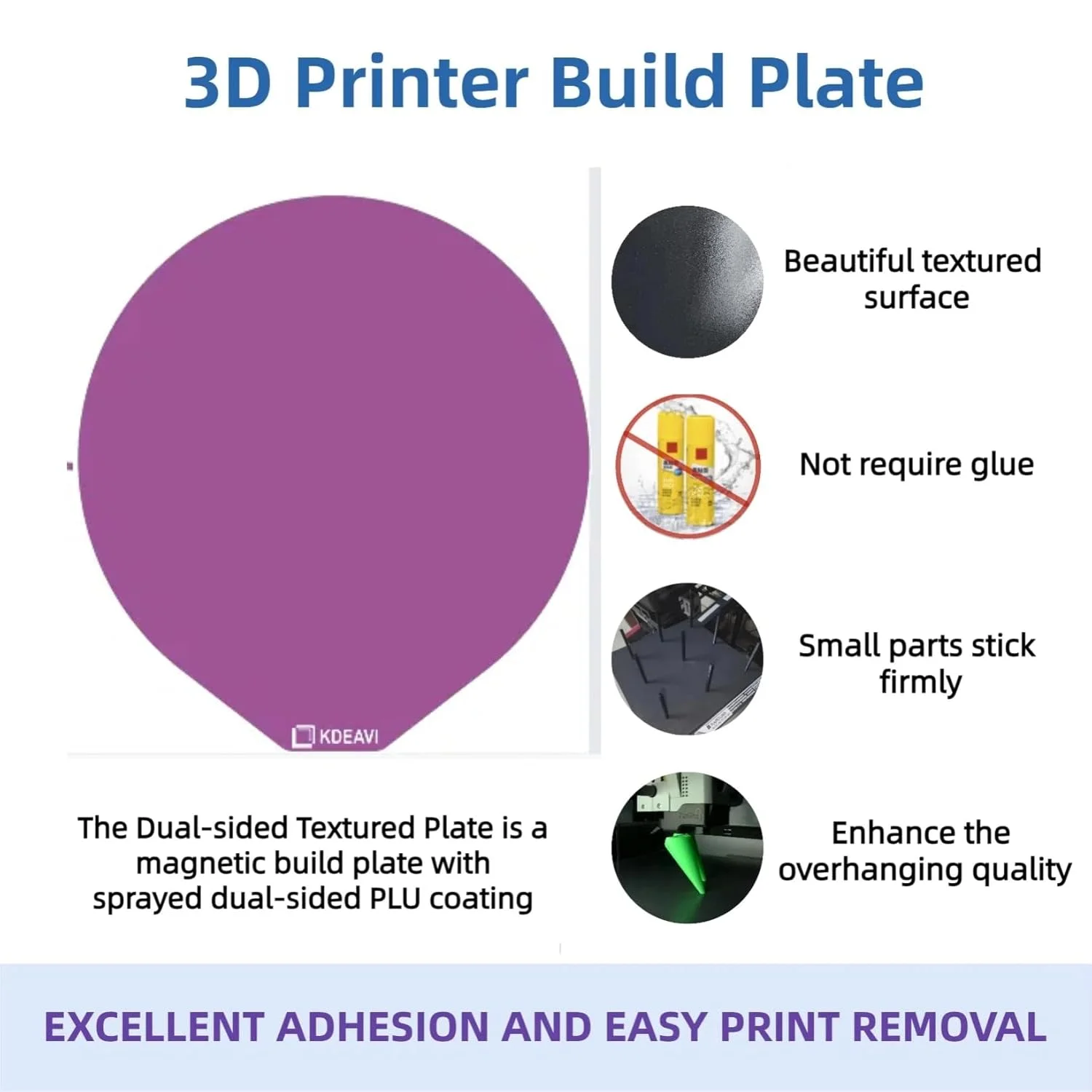 صفحه ساخت پرینتر سه بعدی با قطر 270 میلی‌متر برای Flsun T1 Pro، مغناطیسی دو طرفه سازگار، ورق فولادی فنری با بافت، بدون نیاز به چسب، فناوری پوشش ثبت شده PLU