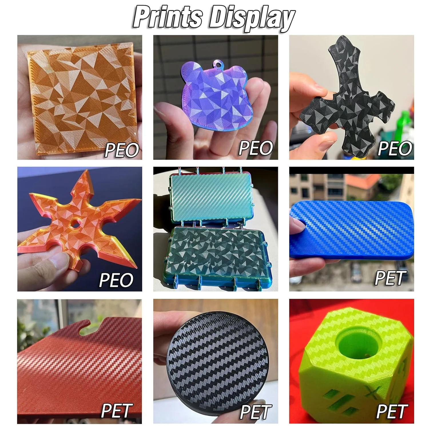 صفحه ساخت 235x235 میلی‌متری برای پرینتر سه بعدی AD5X/AD5M/AD5M pro/Ender 3/3 Pro/Ender 3 S1/Ender 3 V2 Neo/Ender 3 Neo، صفحه فولادی فنری الماس PEO+ فیبر کربن PET