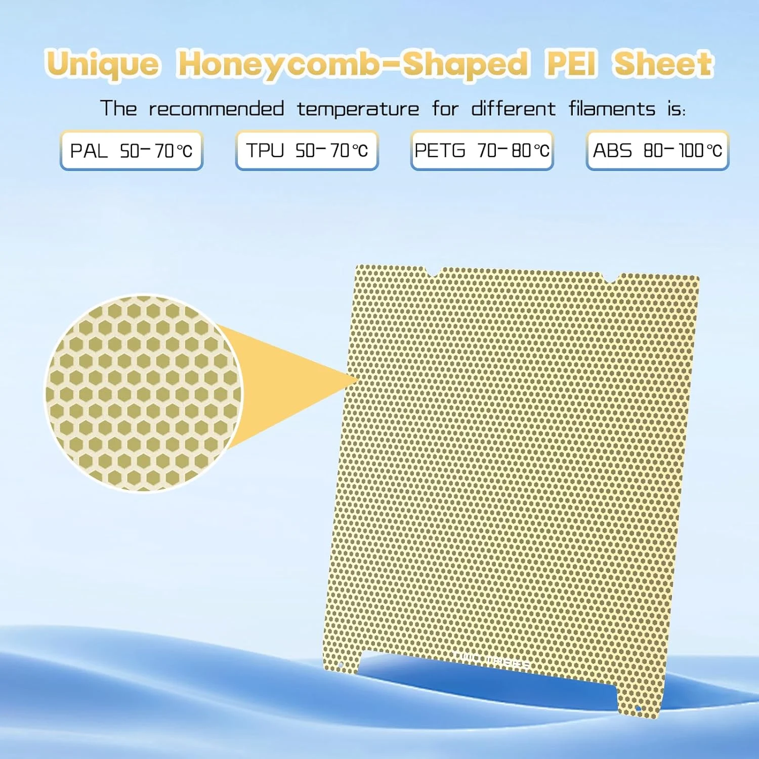 صفحه ساخت پرینتر سه بعدی 220x220 میلی متر، صفحه PEI با بافت دو طرفه، پلتفرم لانه زنبوری شکل، تخت داغ پرینتر سه بعدی انعطاف پذیر و قابل جابجایی